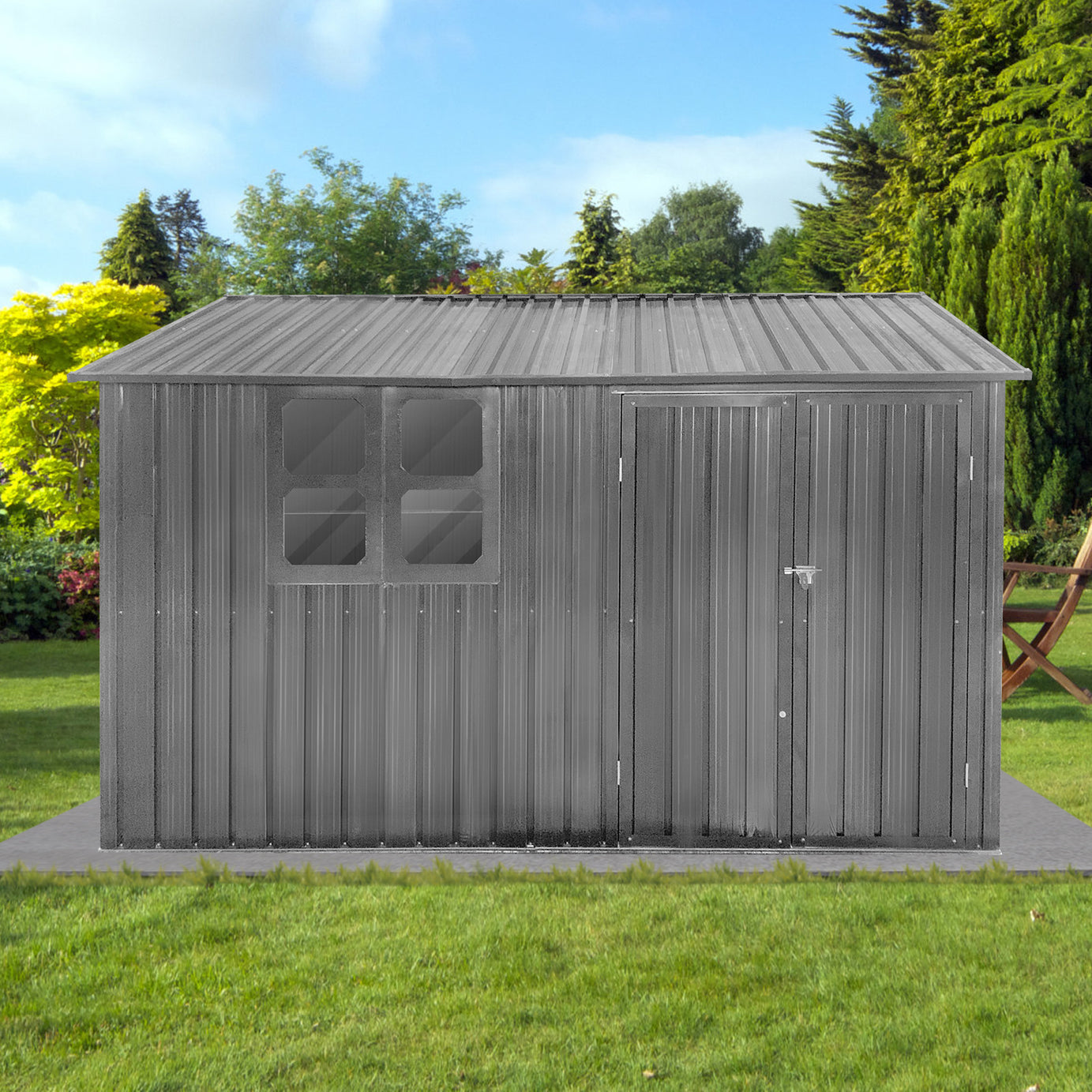 Metal garden sheds 10ftx8ft outdoor storage sheds Grey with window--1