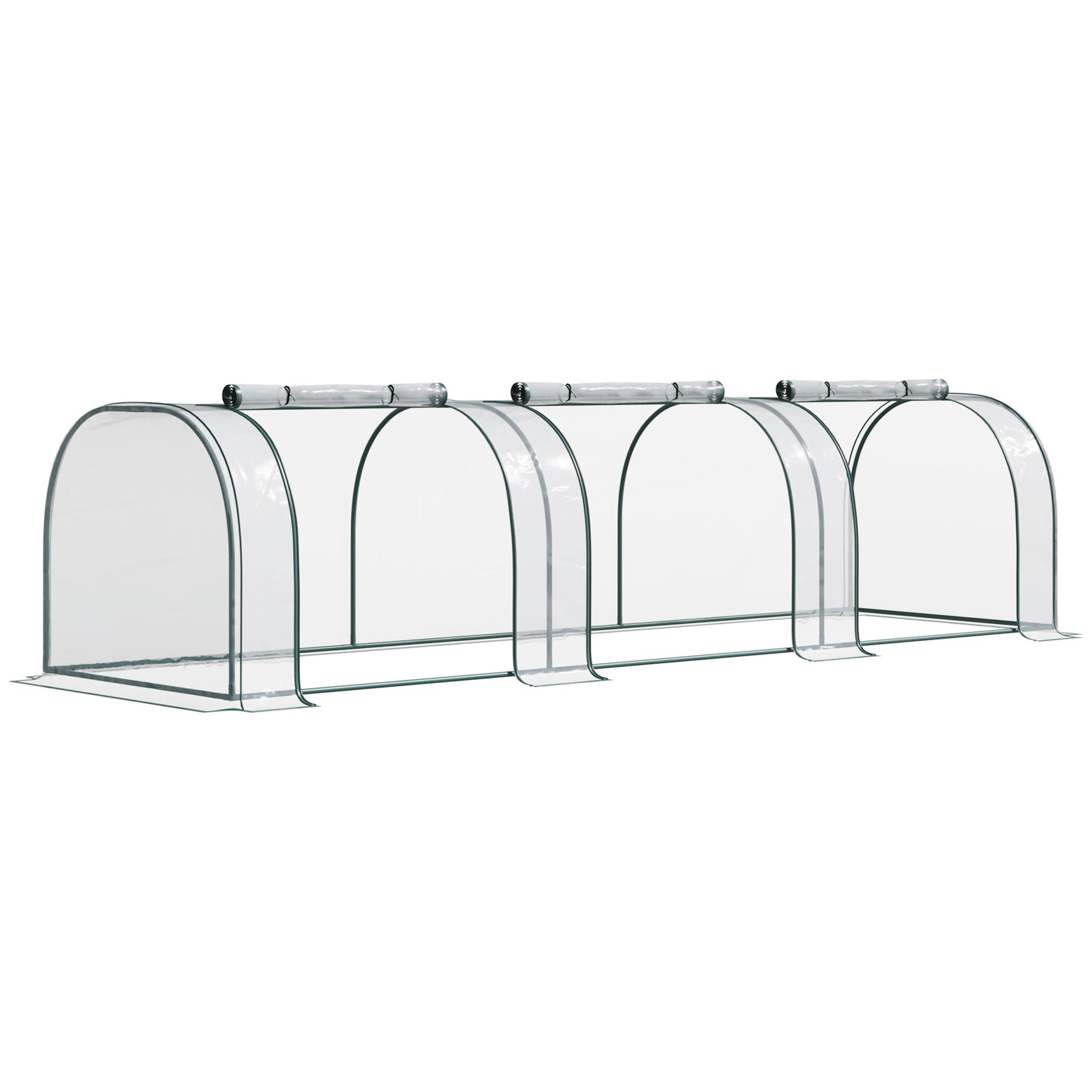 Outsunny 11' x 3' x 2.5' Mini Greenhouse, Portable Tunnel Green House with Roll-Up Zippered Doors, UV Waterproof Cover, Steel Frame, Clear--1