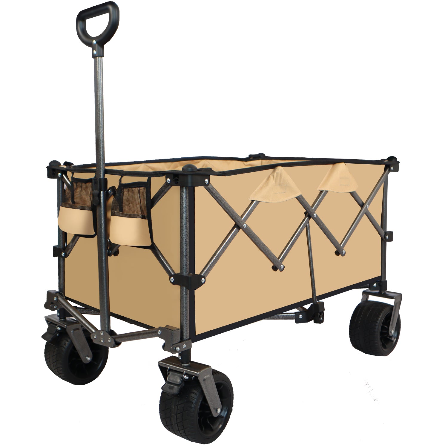 Collapsible Folding Wagon, Push Pull Foldable Beach Wagon Cart--1