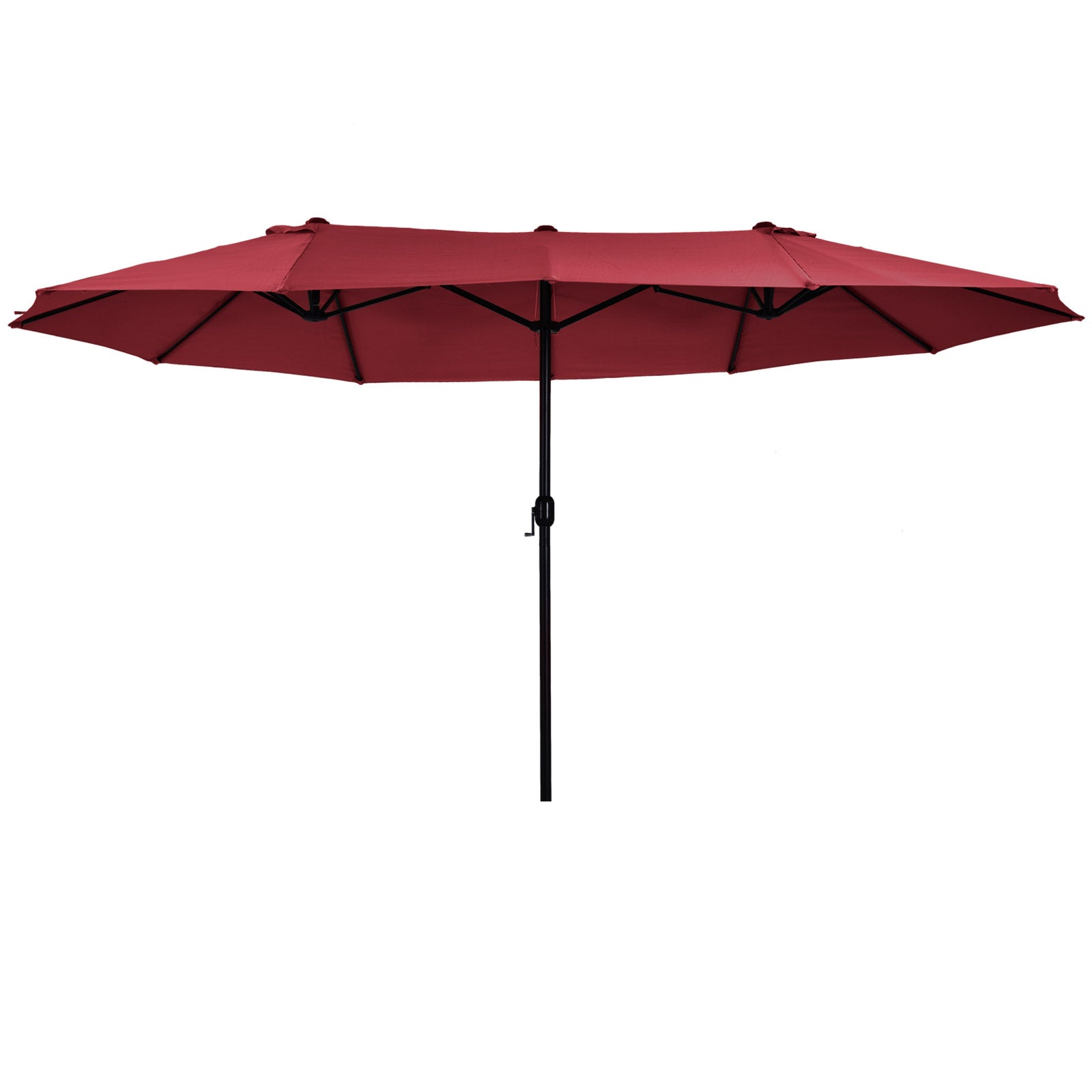 Outsunny Extra Large 15ft Patio Umbrella, Double-Sided Outdoor Umbrella with Crank Handle and Air Vents for Backyard, Deck, Pool, Market, Wine Red--1