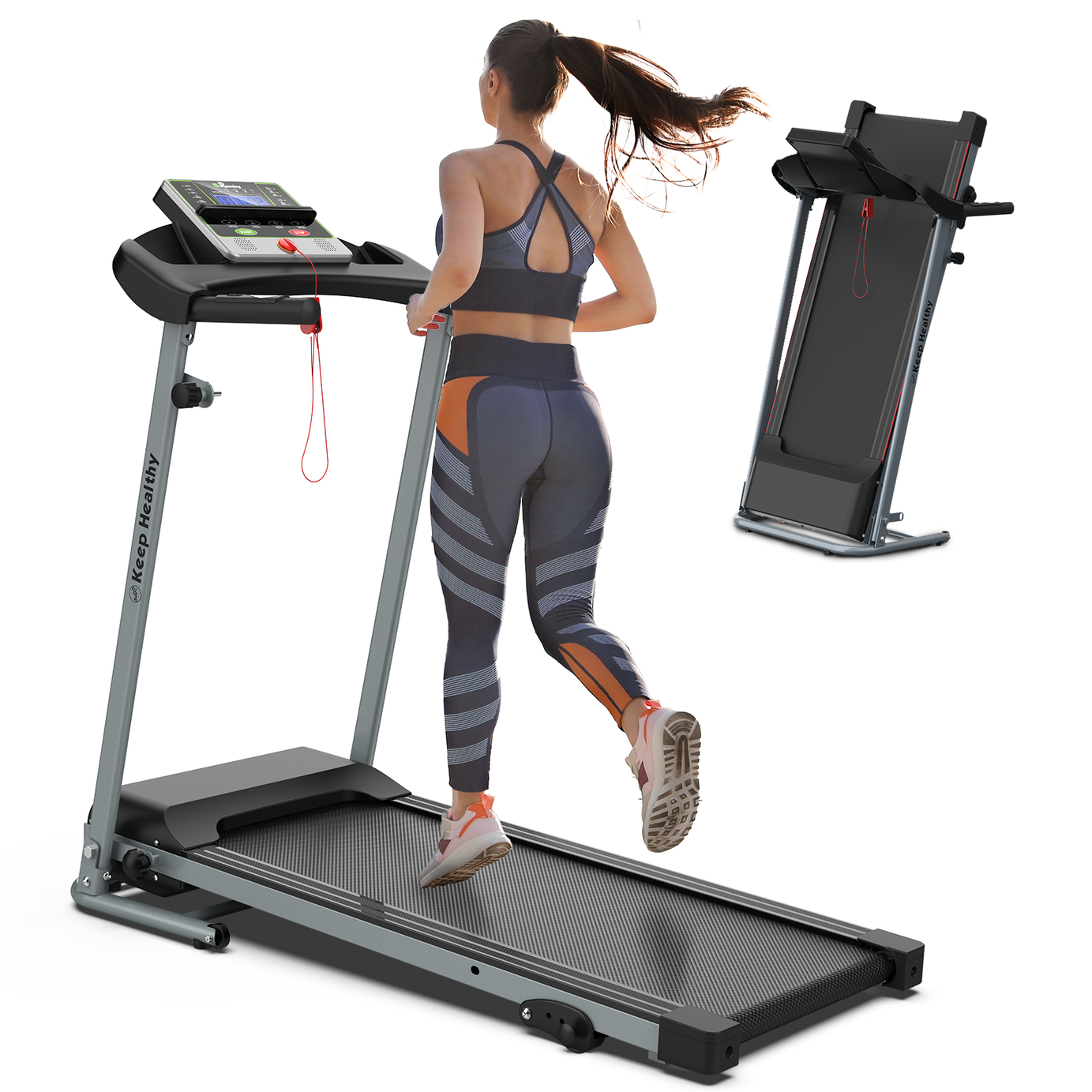 Folding Treadmill with Incline 2.5HP 12KM/H Electric Treadmill for Home Foldable, Bluetooth Music Cup Holder Heart Rate Sensor Walking Running Machine for Indoor Home Gym Exercise Fitness--1