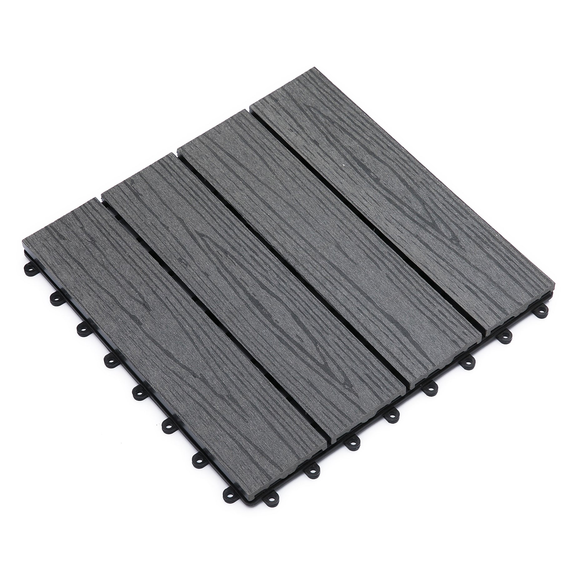 Outsunny Interlocking Deck Tiles, Pack of 11 Outdoor Flooring Patio Tiles, 12" x 12", All Weather for Porch, Balcony, Backyard for a New Classic Look, Grey--1