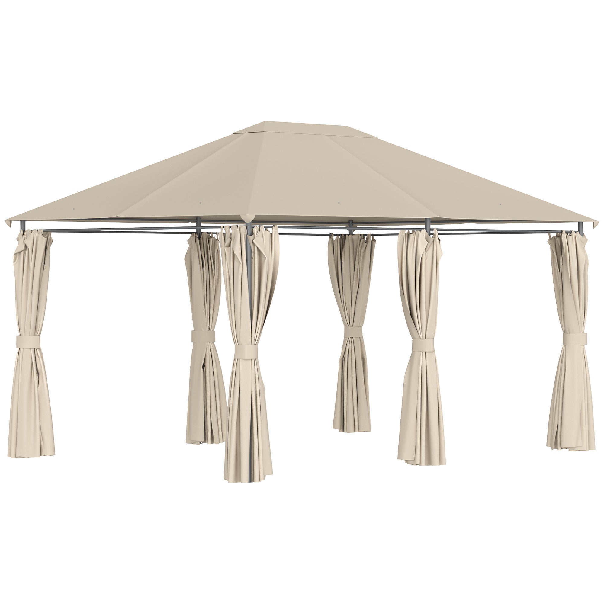 Outsunny 10' x 13' Outdoor Patio Gazebo Canopy Shelter with 6 Removable Sidewalls, & Steel Frame for Garden, Lawn, Backyard and Deck, Khaki--1