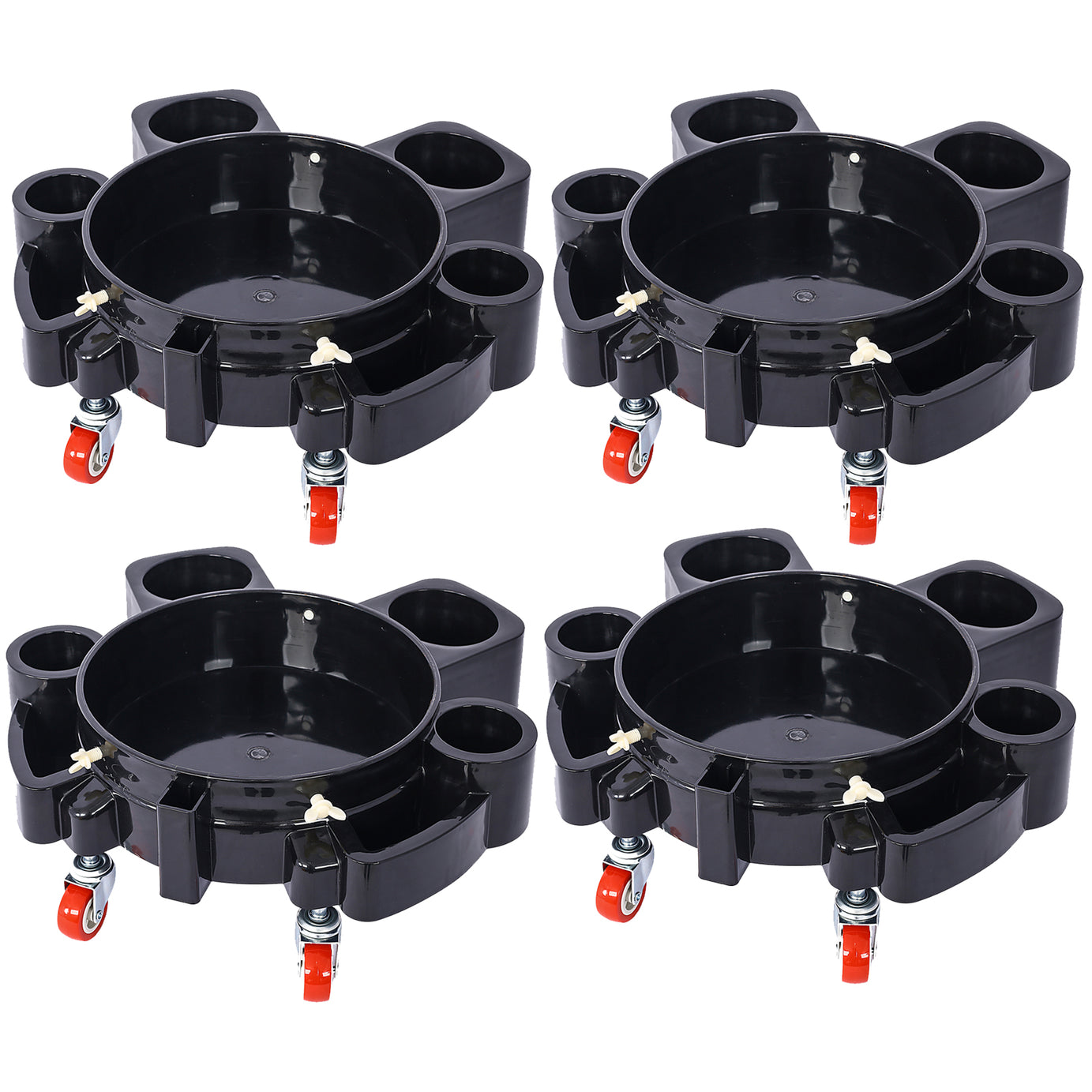 Bucket Dolly 5 Gallon Rolling Bucket Dolly with 5 Rolling Swivel Casters,Removable Bucket Dolly for Car Wash Professional Detailing for Car Washing Detailing Smoother Maneuvering 4pcs set--1