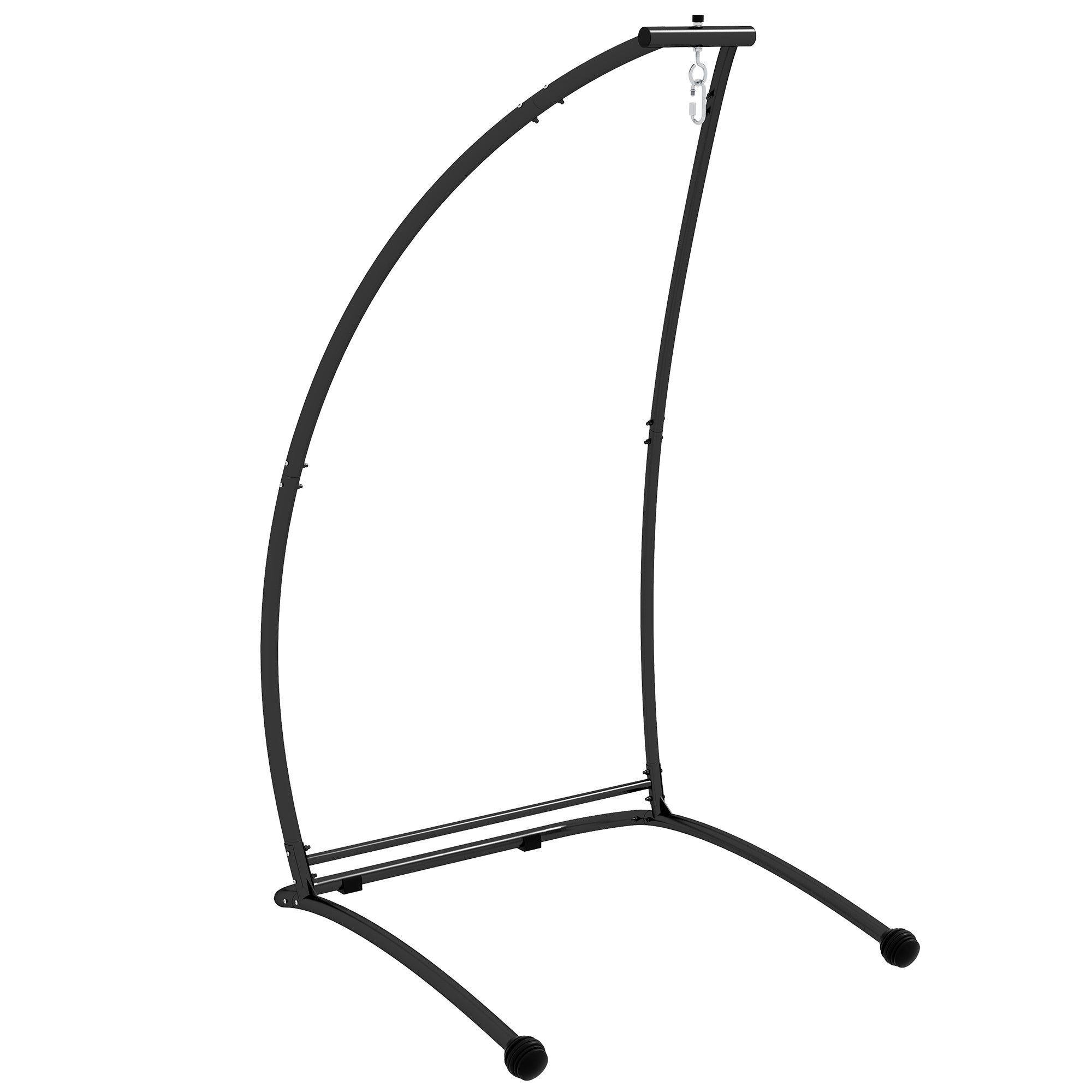 Outsunny Hammock Chair Stand, C Shape Hanging Heavy Duty Metal Frame Hammock Stand for Hanging Hammock Porch Swing Chair, Indoor & Outdoor Use, Black--1