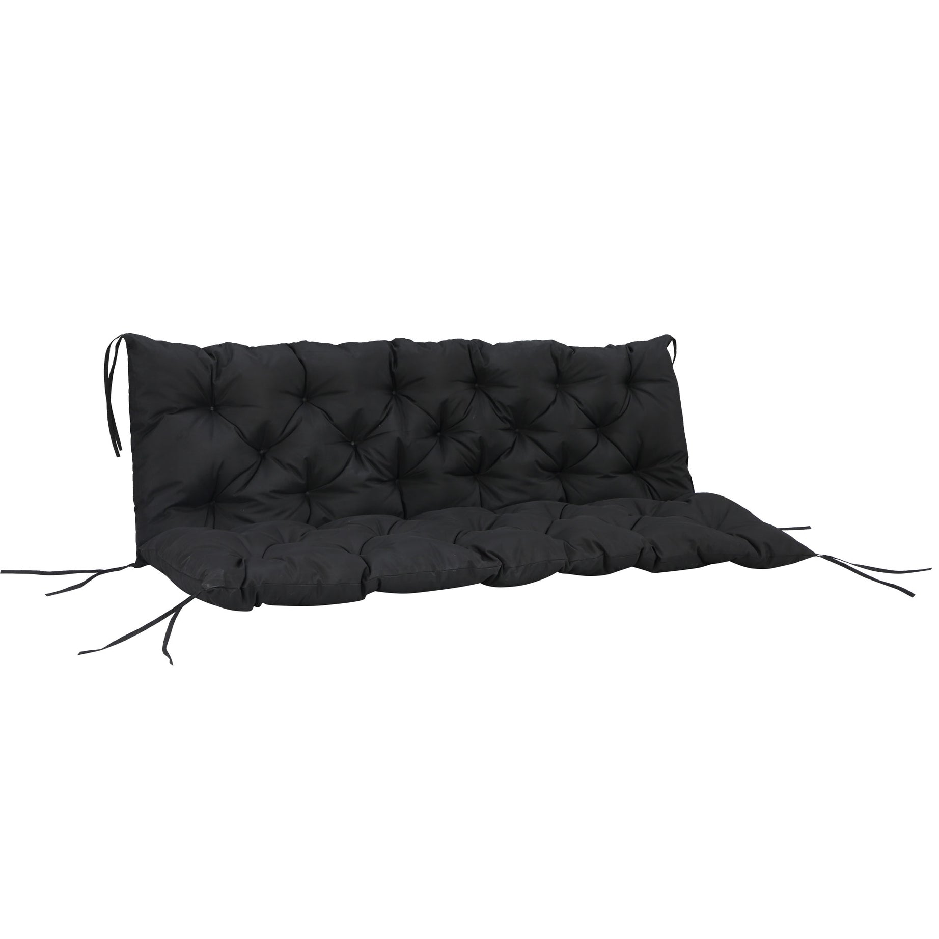 Outsunny Tufted Bench Cushions for Outdoor Furniture, 3-Seater Replacement for Swing Chair, Patio Sofa/Couch, Overstuffed, Includes Backrest, Black--1