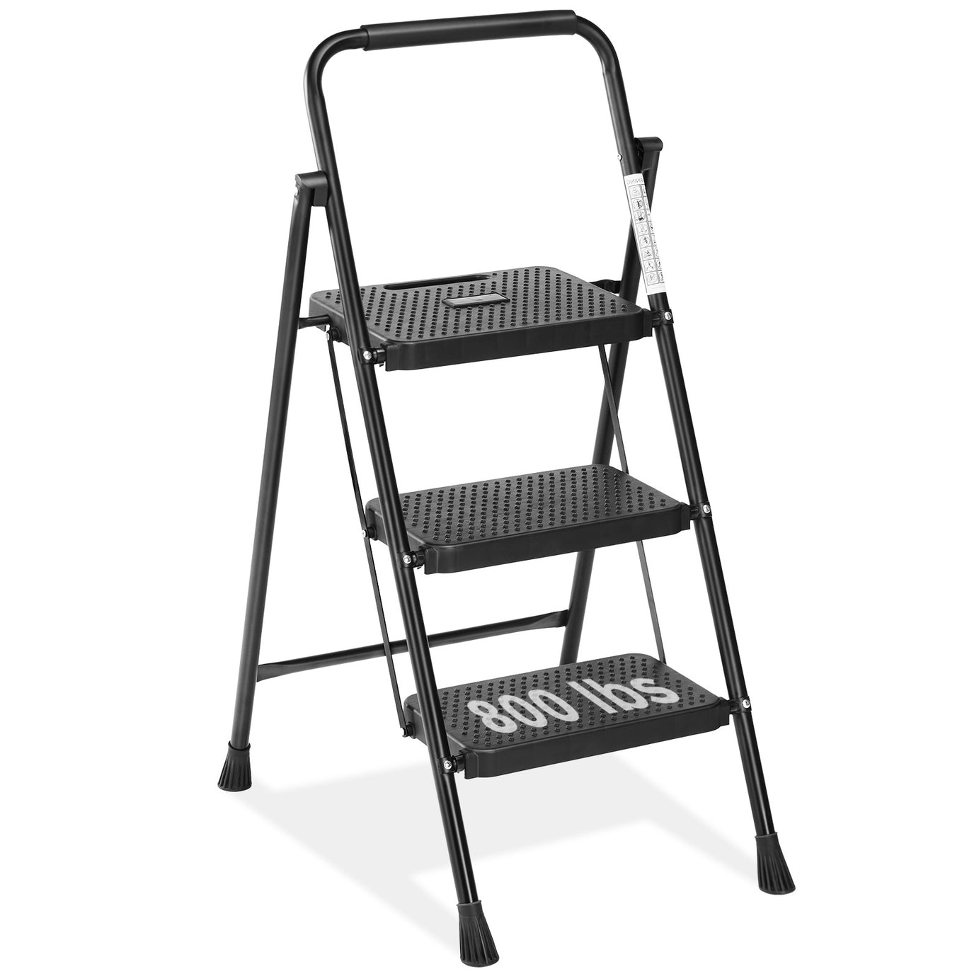 3 Non-slip step ladder, quick folding steel ladder Sturdy metal supported household tools for home/office work at altitude, portable step tools--1