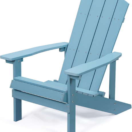 Patio Hips Plastic Adirondack Chair Lounger Weather Resistant Furniture for Lawn Balcony in Lake Blue--1