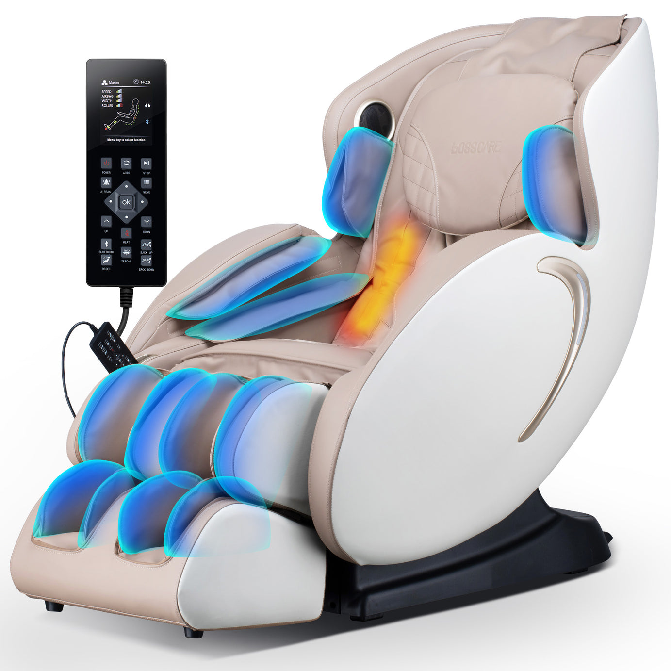 BOSSCARE 3D Zero Gravity Massage Chair,Full Body Shiatsu Recliner with APP Beige--1