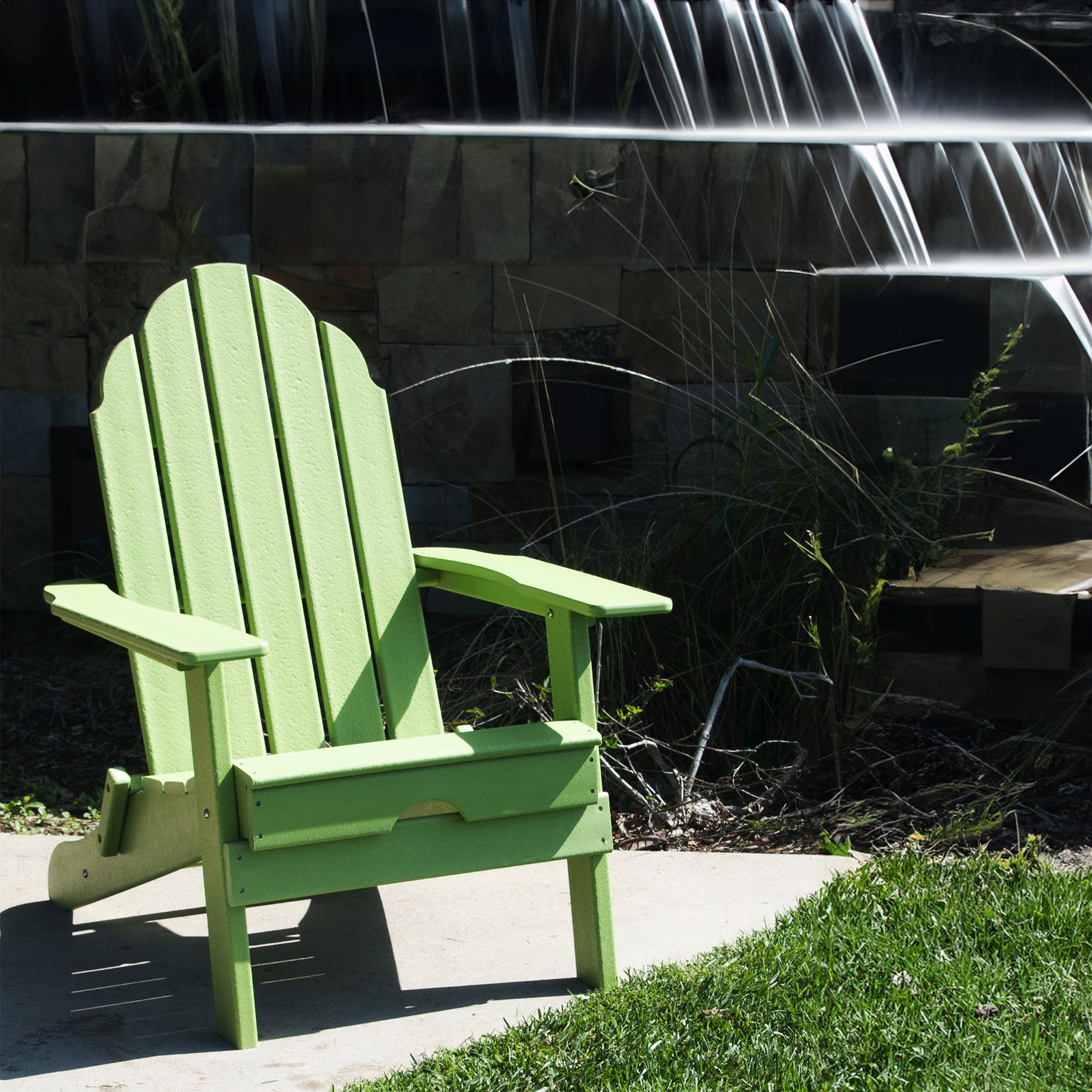 HDPE Folding Adirondack Chair, Ultra Durable Weather Resistant Design, Easy Folding with No Pins Needed, 300 lb Capacity, Light Green--1