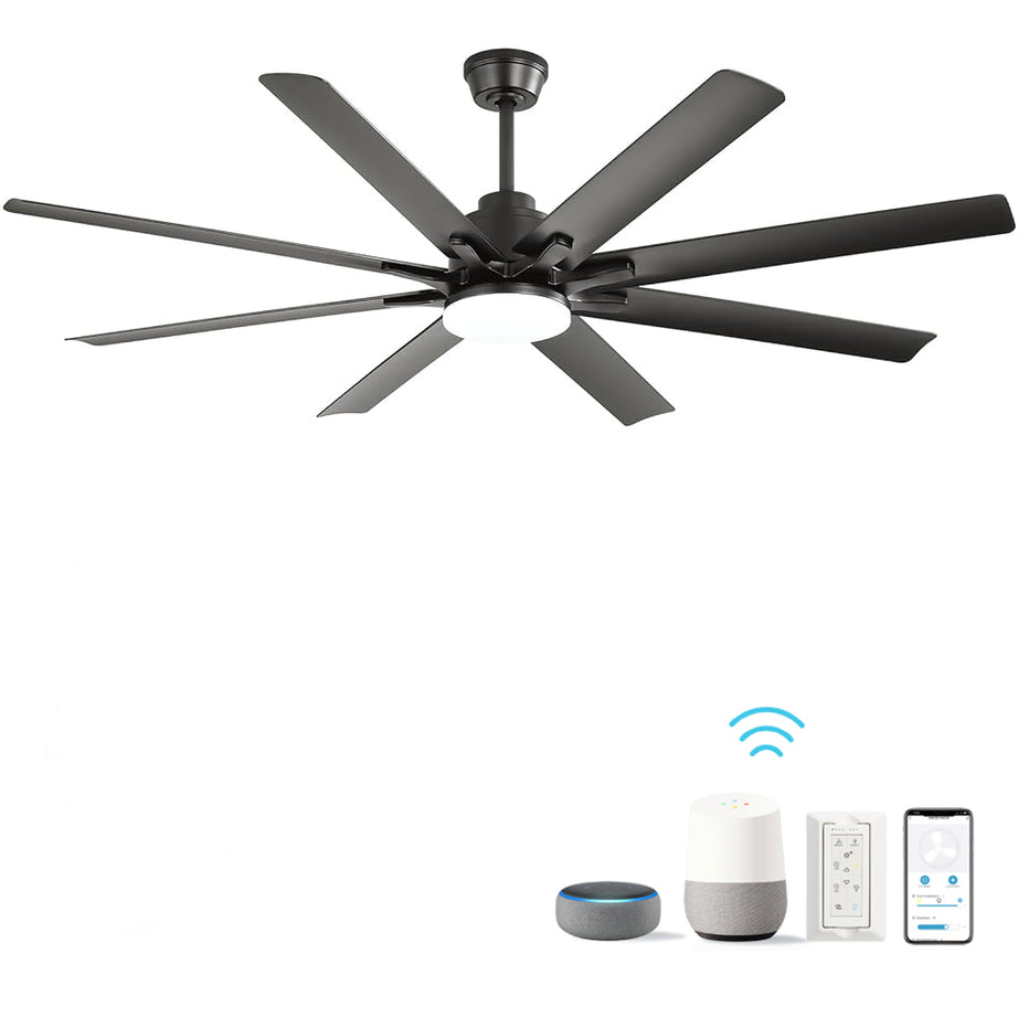 66 Inch Modern Ceiling Fan with Lights and Smart Remote Control 6 Speed Reversible Noiseless DC Motor for Indoor--1