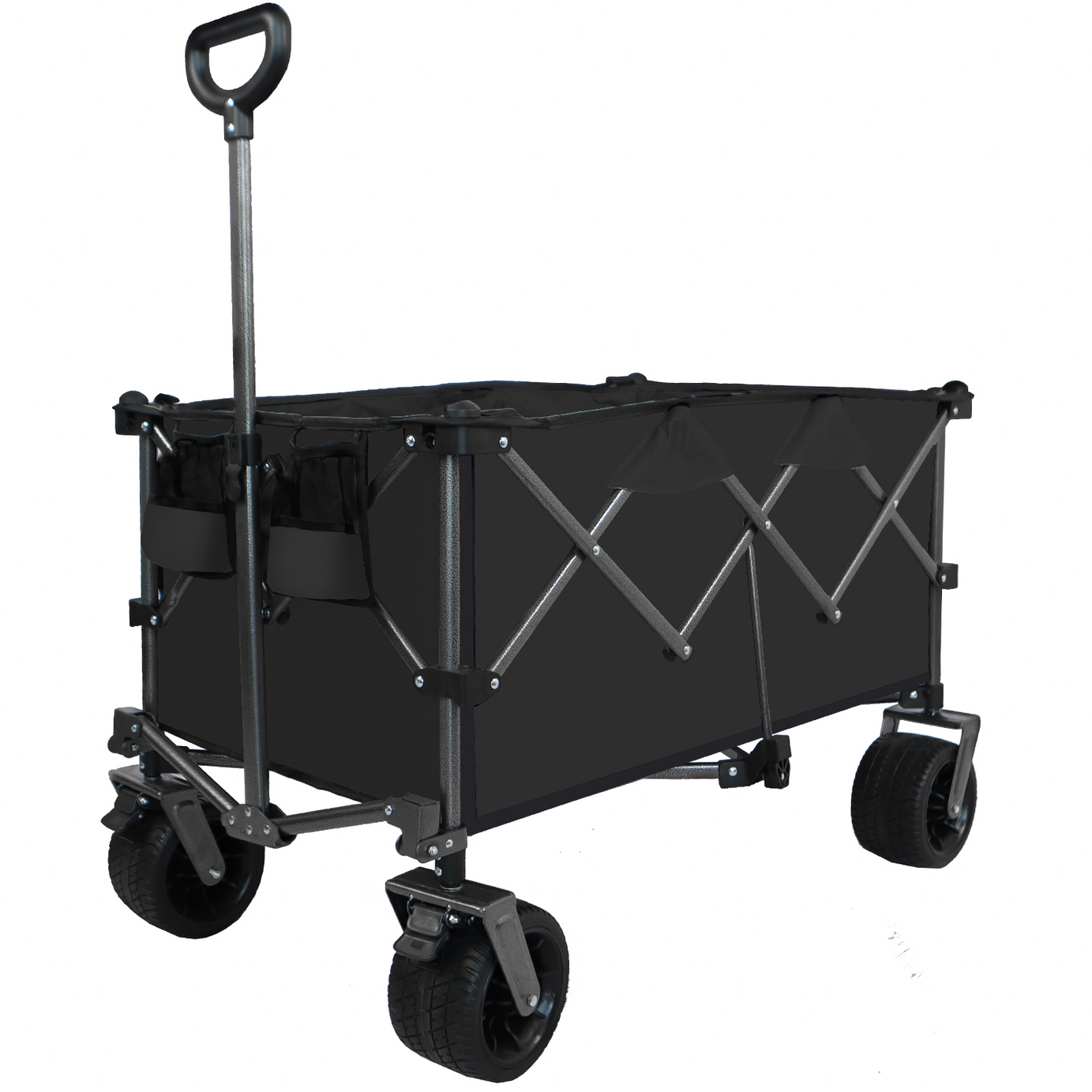 Collapsible Folding Wagon, Push Pull Foldable Beach Wagon Cart--1