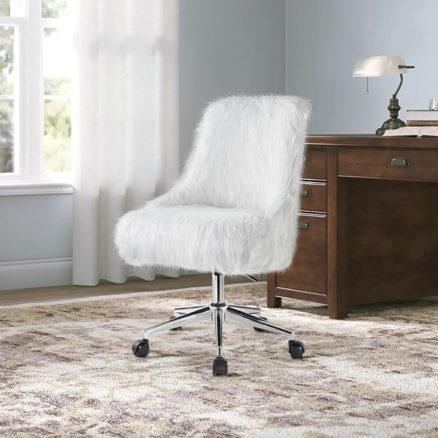 White and Chrome Swivel Office Chair--1