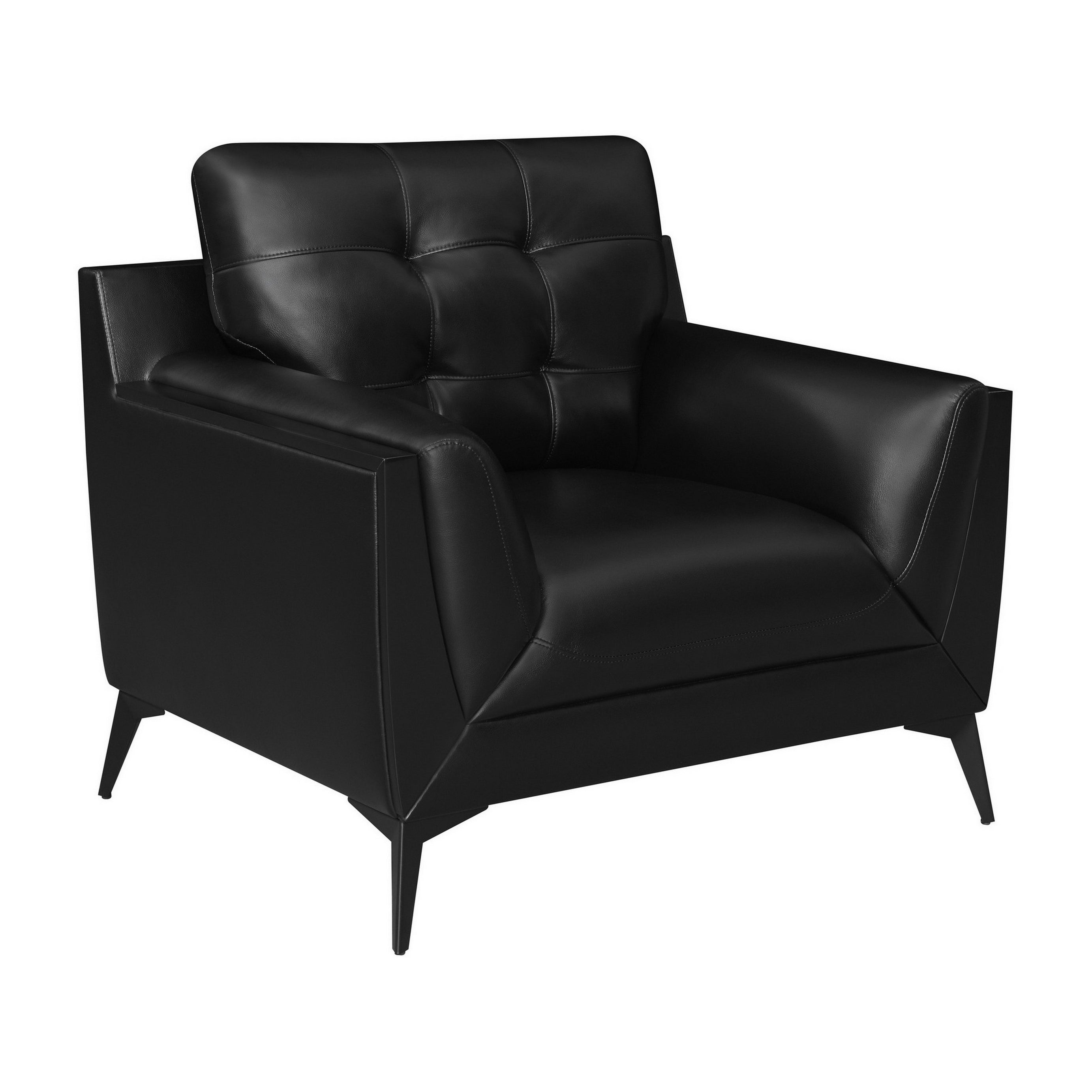 41 Inch Modern Accent Chair, Double Track Arms, Foam Cushioning, Black--1