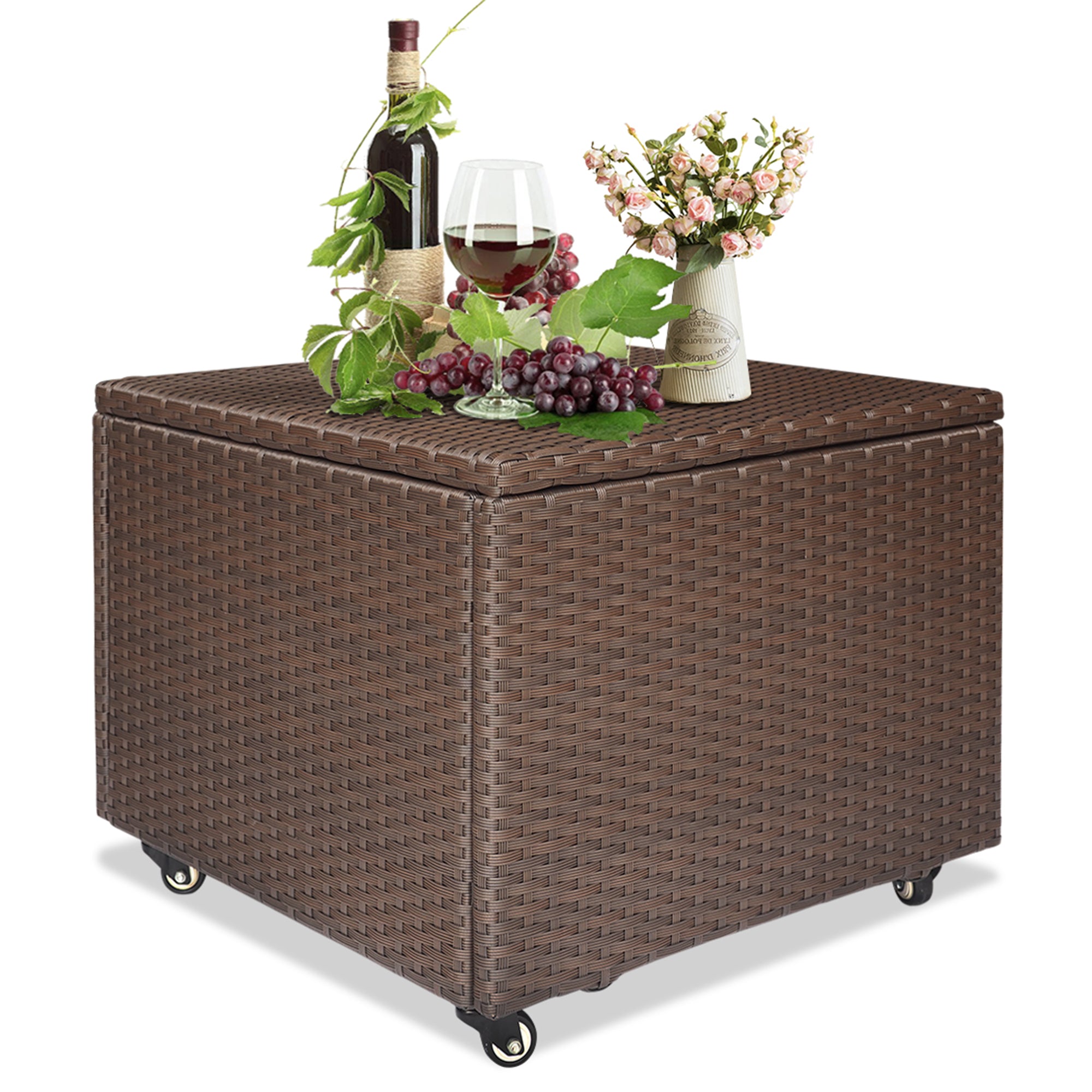 Outdoor Patio Wicker Large Storage Container Deck Box Made of Antirust Aluminum Frames and high quality Resin Rattan--1