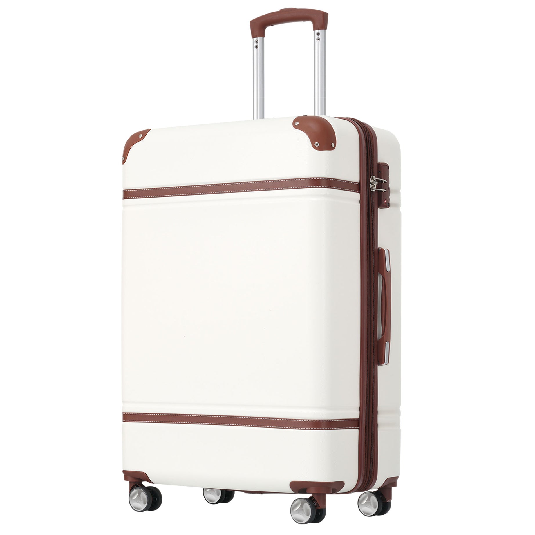 24 IN Luggage 1 Piece with TSA lock , Expandable Lightweight Suitcase Spinner Wheels, Vintage Luggage,White  (Change to New sku:N732P171621K)--1