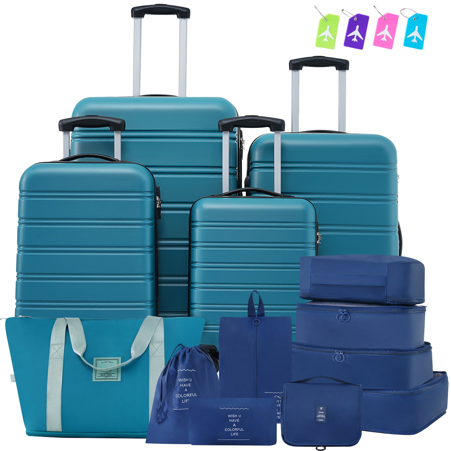 Hardshell Luggage Sets 4 pcs + Bag Spinner Suitcase with TSA Lock Lightweight-16"+20"+24"+28" Luggages--1