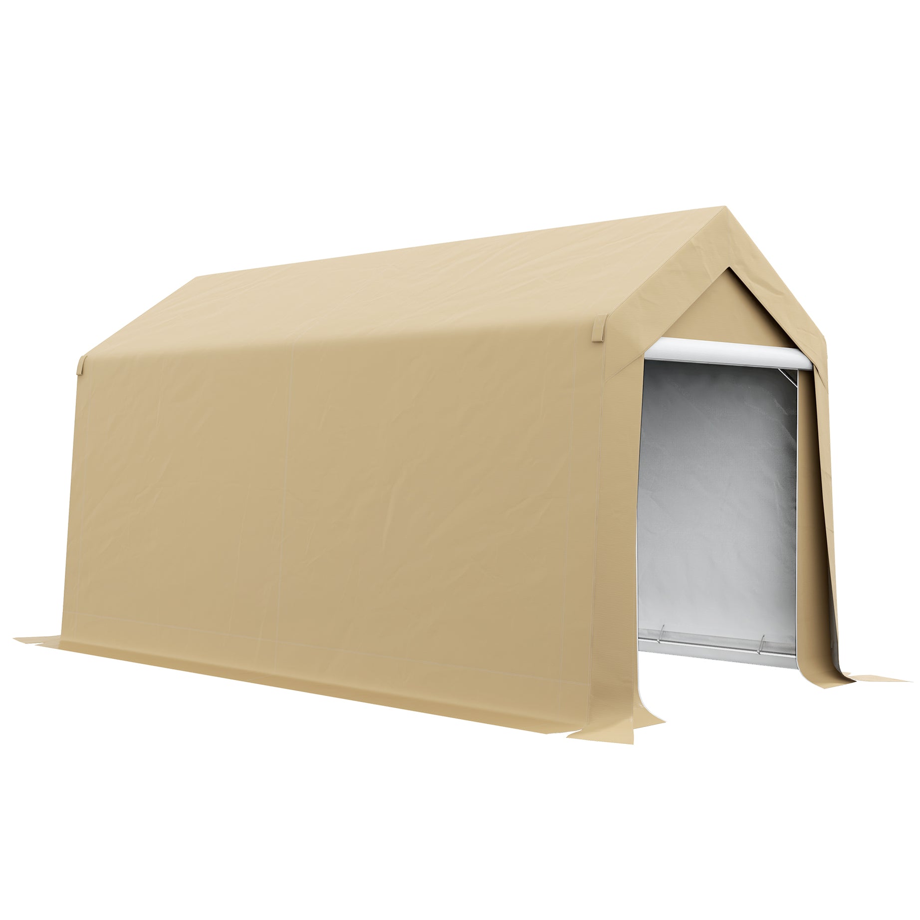 Outsunny 7' x 12' Garden Storage Tent, Heavy Duty Outdoor Shed, Waterproof Portable Shed Storage Shelter with Ventilation Window and Large Door for Bike, Motorcycle, Garden Tools, Beige--1