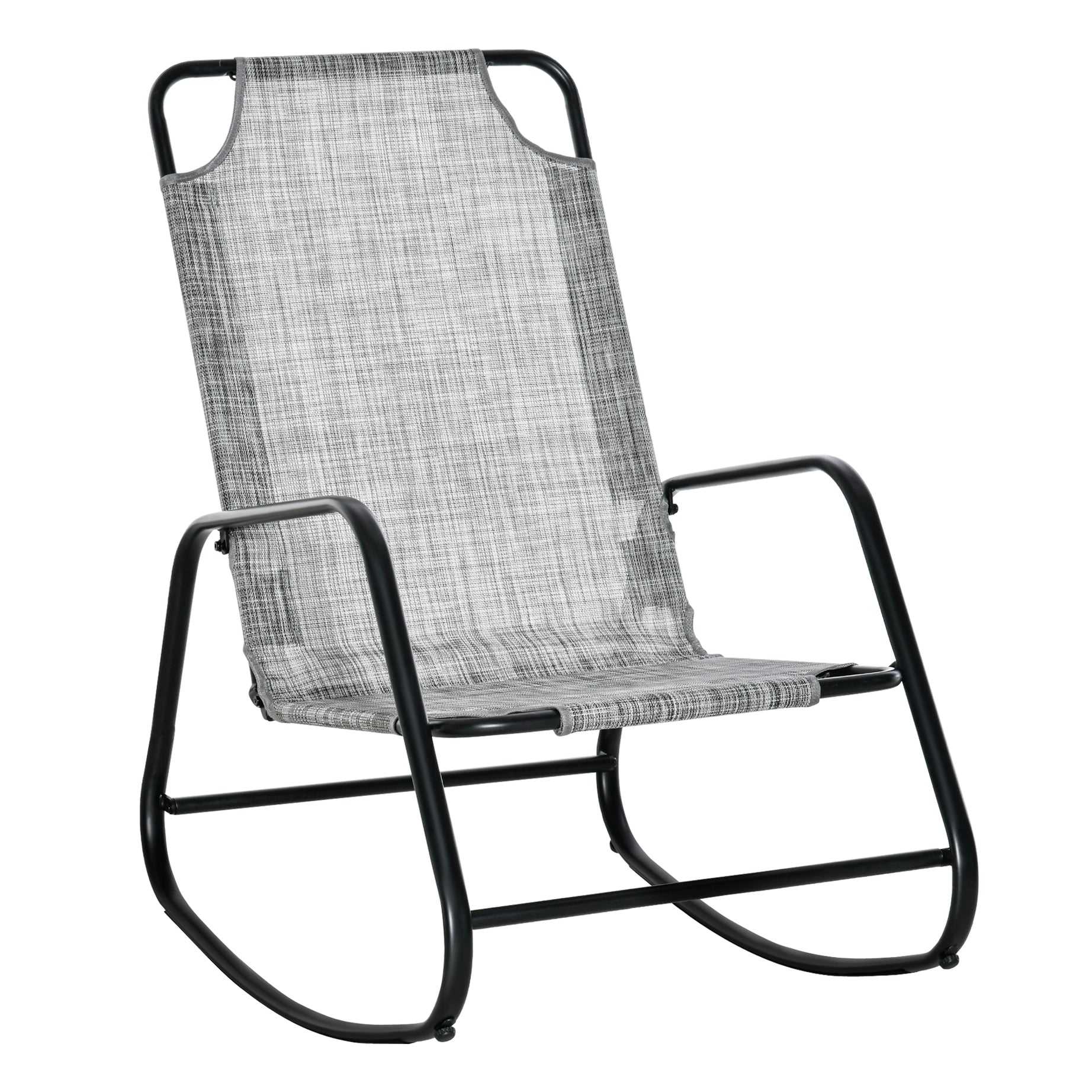 Outsunny Garden Rocking Chair, Outdoor Indoor Sling Fabric Rocker for Patio, Balcony, Porch, Grey--1