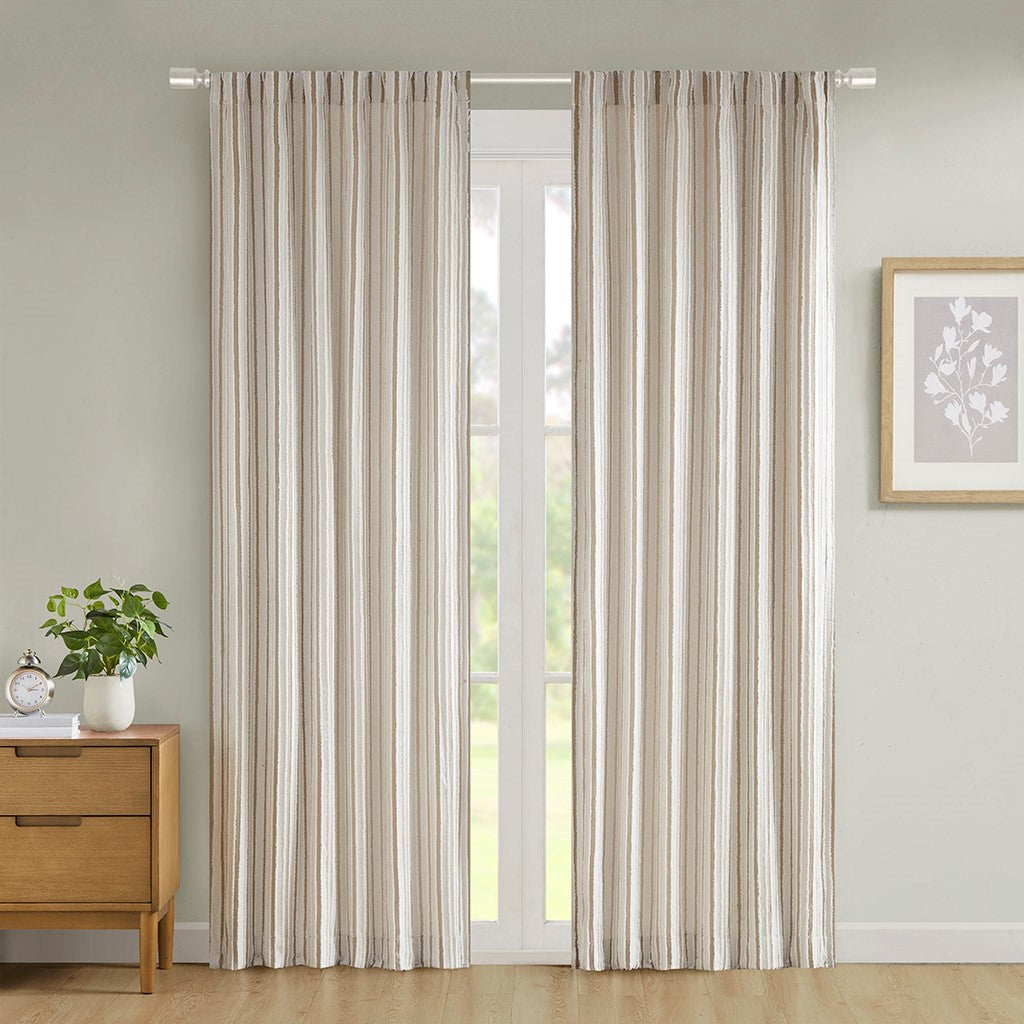 Clipped Jacquard Light Filtering Rod Pocket/Back Tab Single Curtain Panel(Only 1 Pc Panel)--1