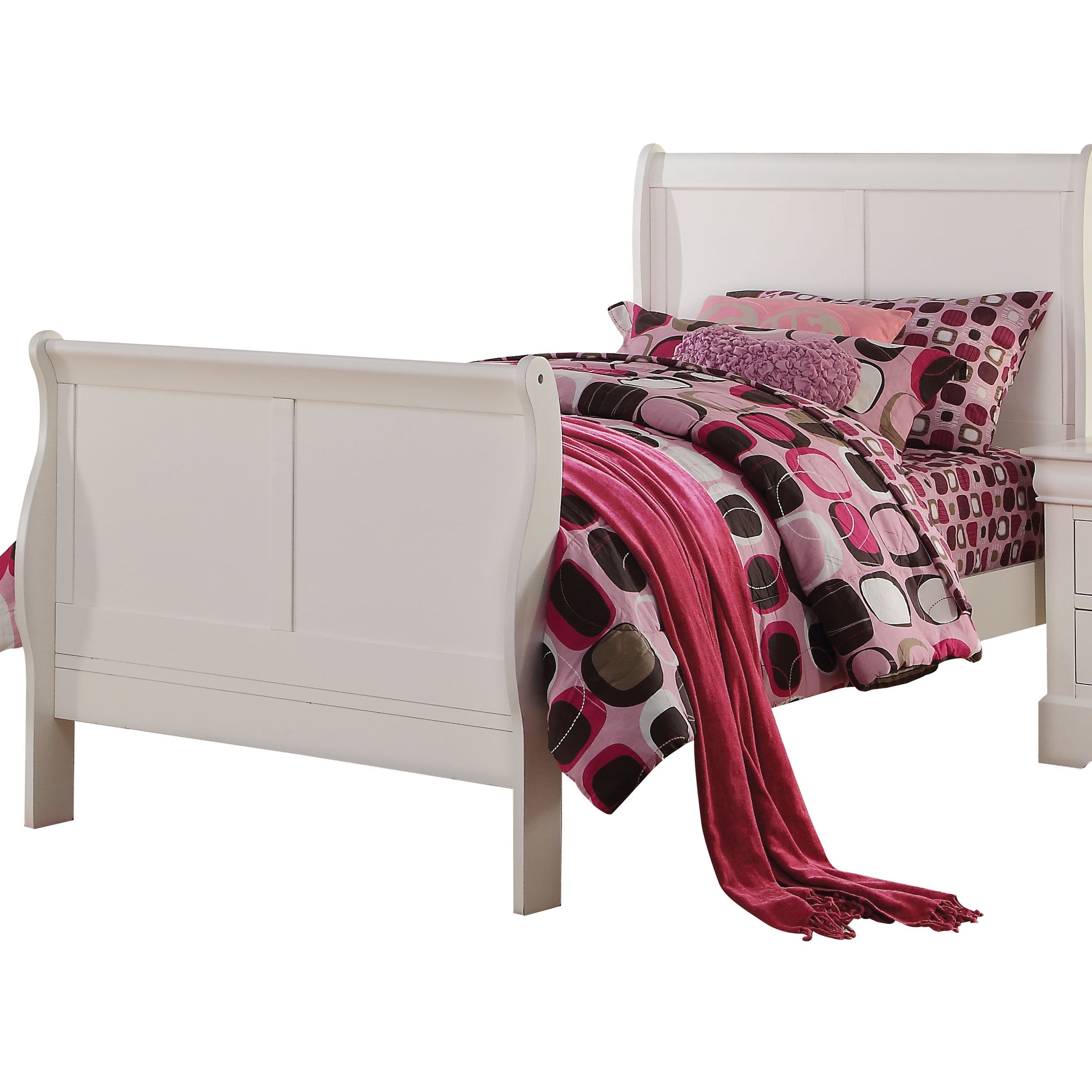 White Twin Sleigh Bed--1