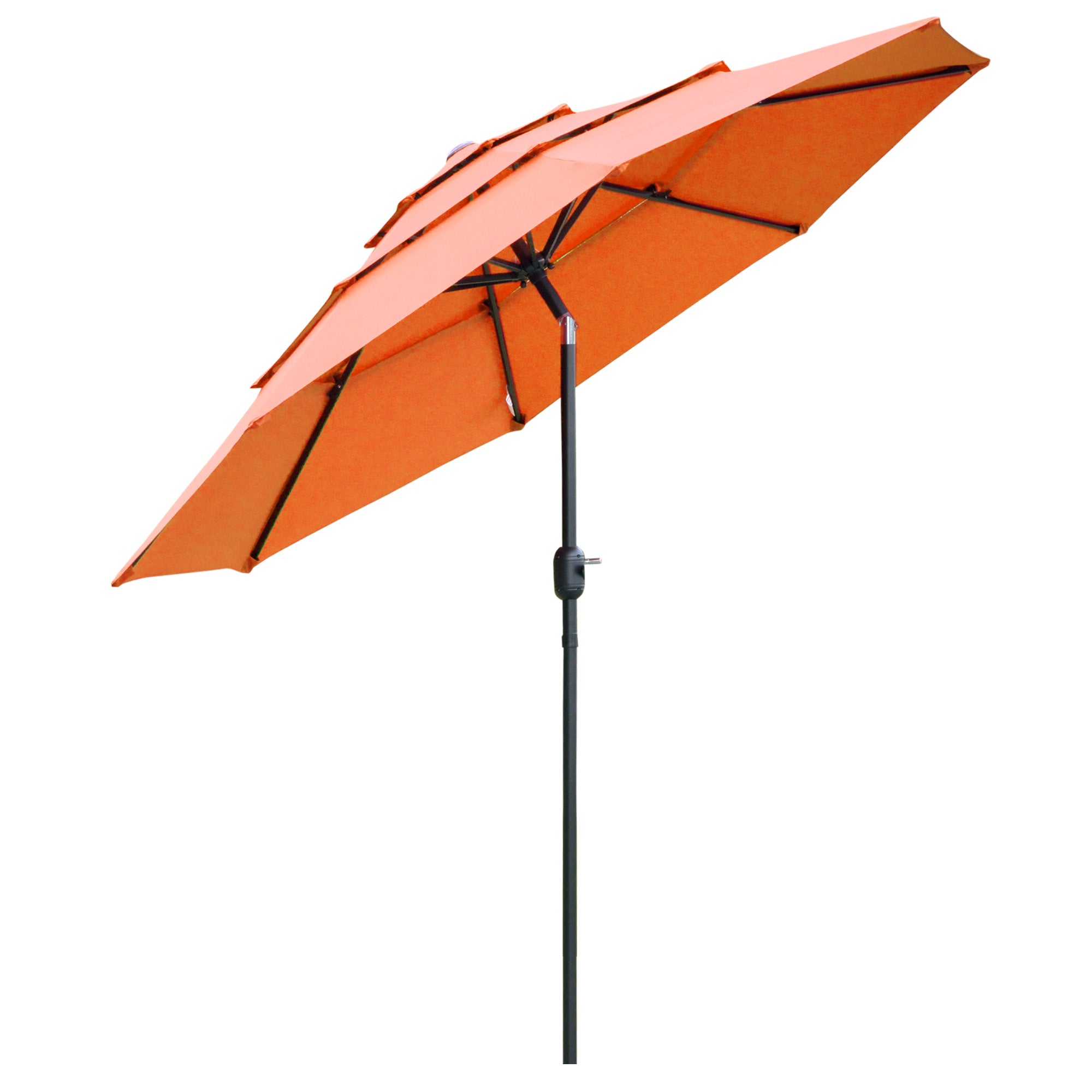 Outsunny 9FT 3 Tiers Patio Umbrella Outdoor Market Umbrella with Crank, Push Button Tilt for Deck, Backyard and Lawn, Orange--1