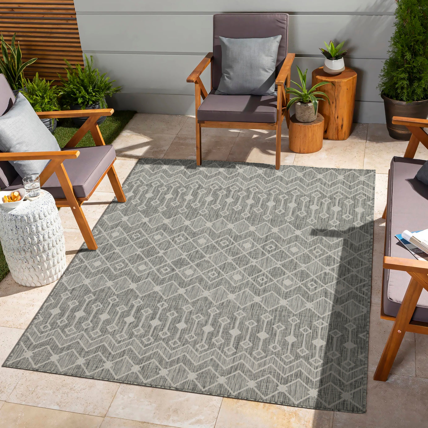 Sunshine GC_HAR2021 Silver 7 ft. 10 in. x 10 ft. 3 in. Indoor/Outdoor Area Rug--1