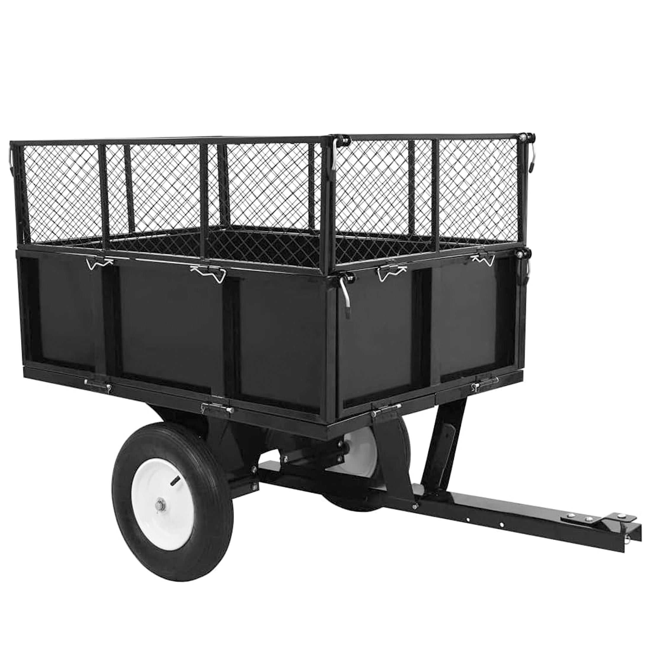 Heavy Duty Lawn Mower Trailer Steel Dump Truck, 661.4 Lbs Load, Garden Utility Trailer with Removable Sidewalls for Transporting Soil, Peat, Building Materials--1