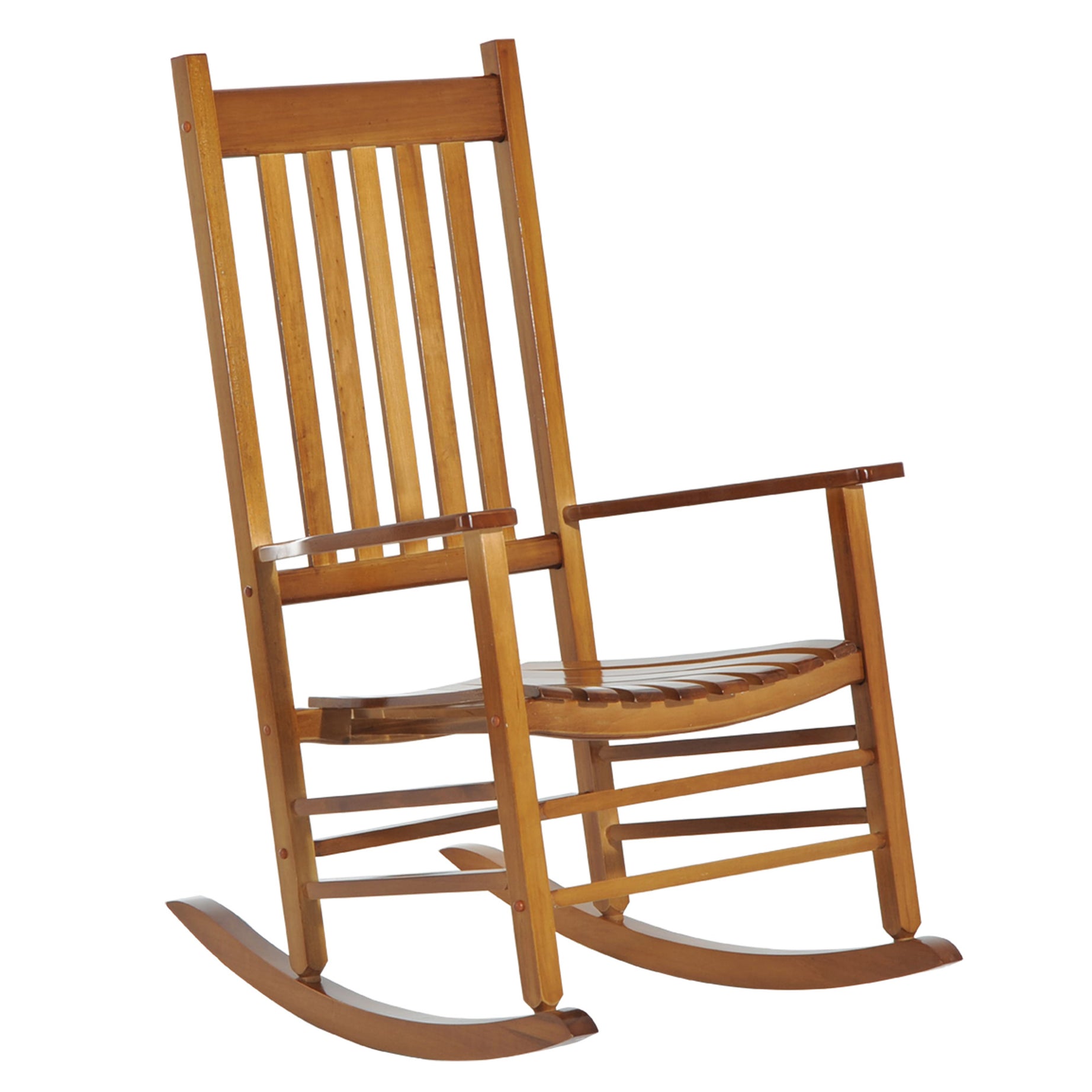 Outsunny Outdoor Rocking Chair, Patio Wooden Rocking Chair with Smooth Armrests, High Back for Garden, Balcony, Porch, Supports Up to 352 lbs., Natural--1