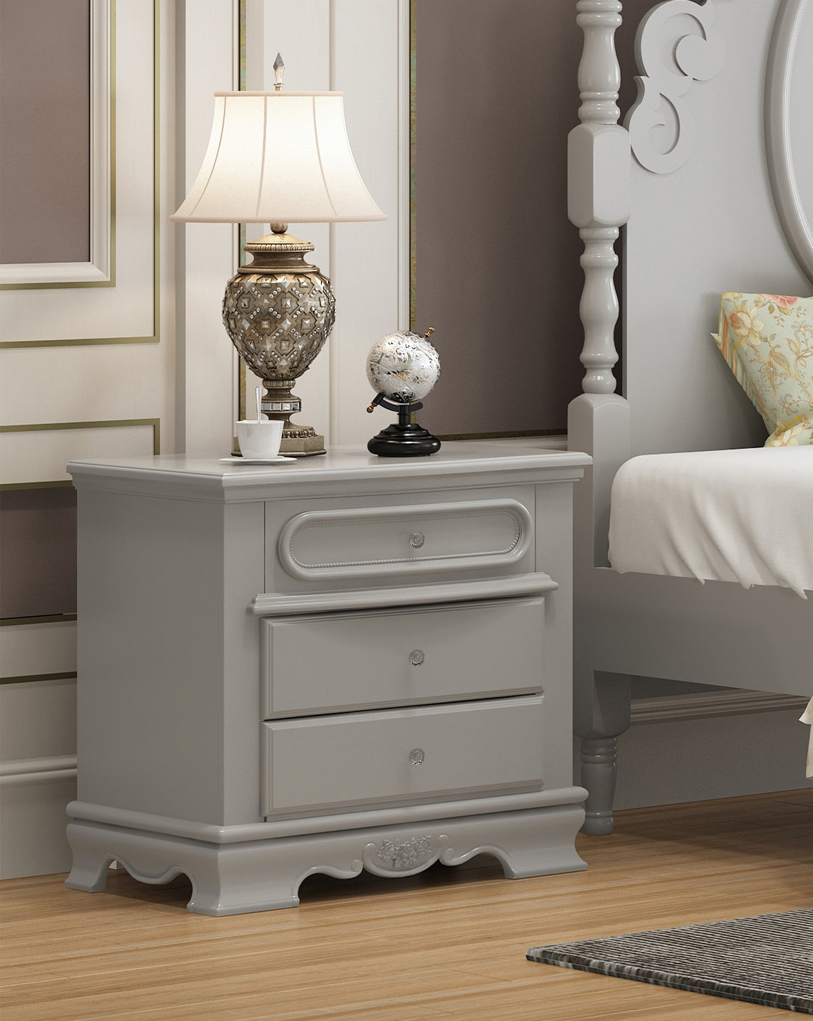 ACME Flora Nightstand, Gray Finish BD02205--1