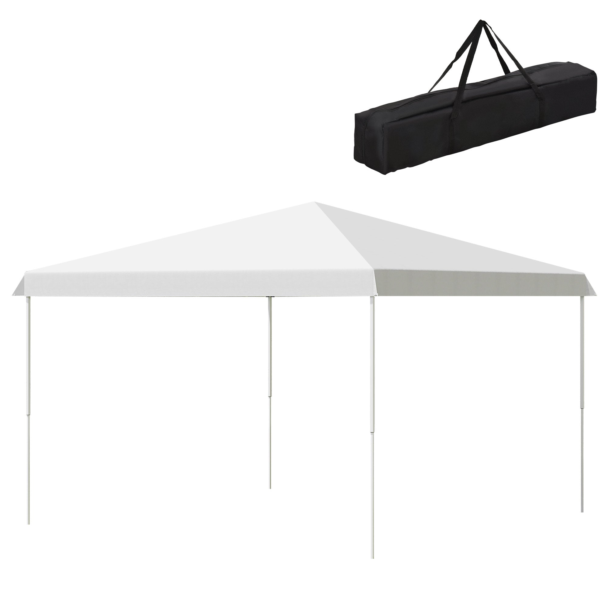 Outsunny 13' x 13' Pop Up Canopy Tent, Instant Sun Shelter, Tents for Parties, Height Adjustable, with Wheeled Carry Bag for Outdoor, Garden, Patio, Parties, White--1