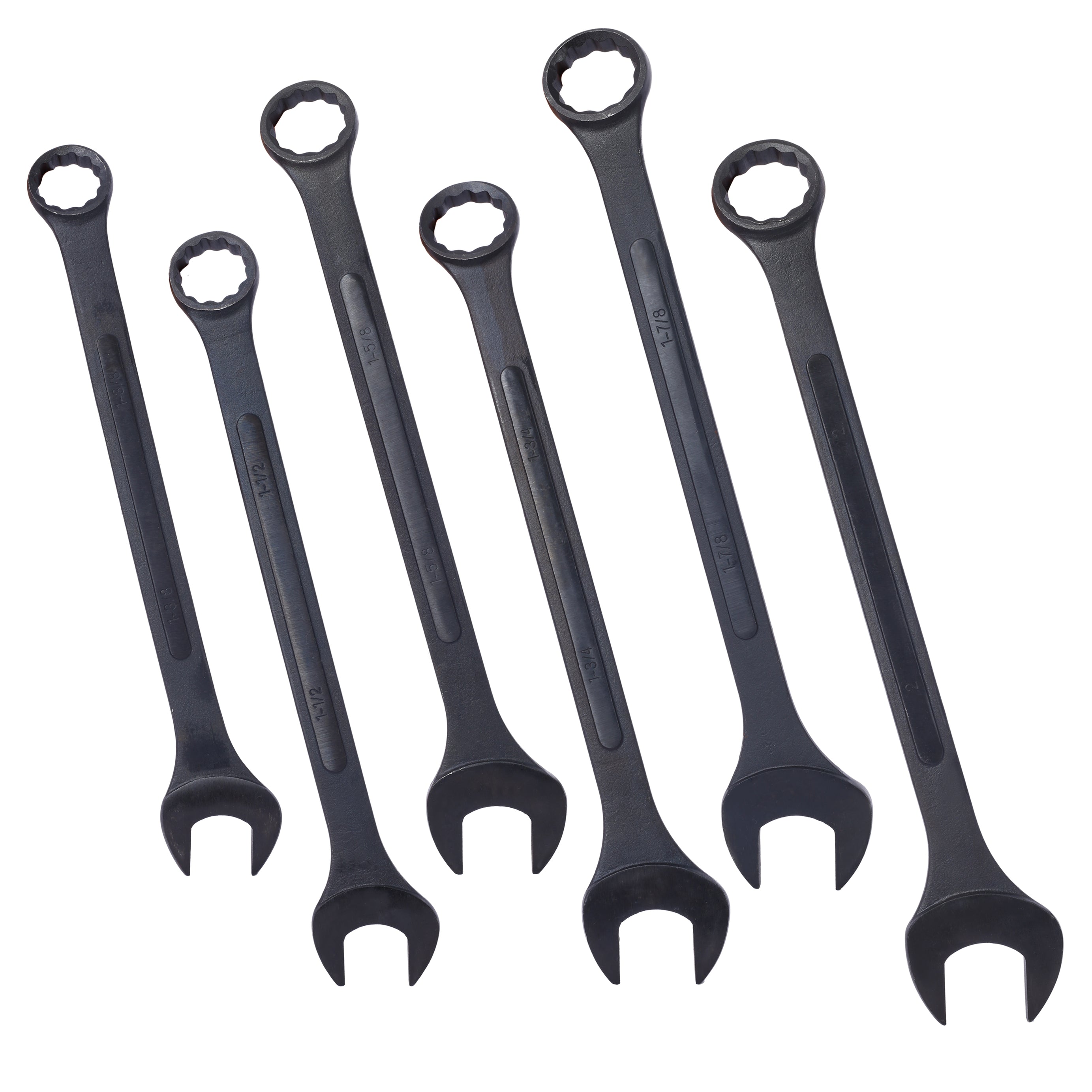 Jumbo Combination Wrench Set extra large, SAE, 6-piece,  1-3/8'' to 2'',Black Oxide, with Pouch--1