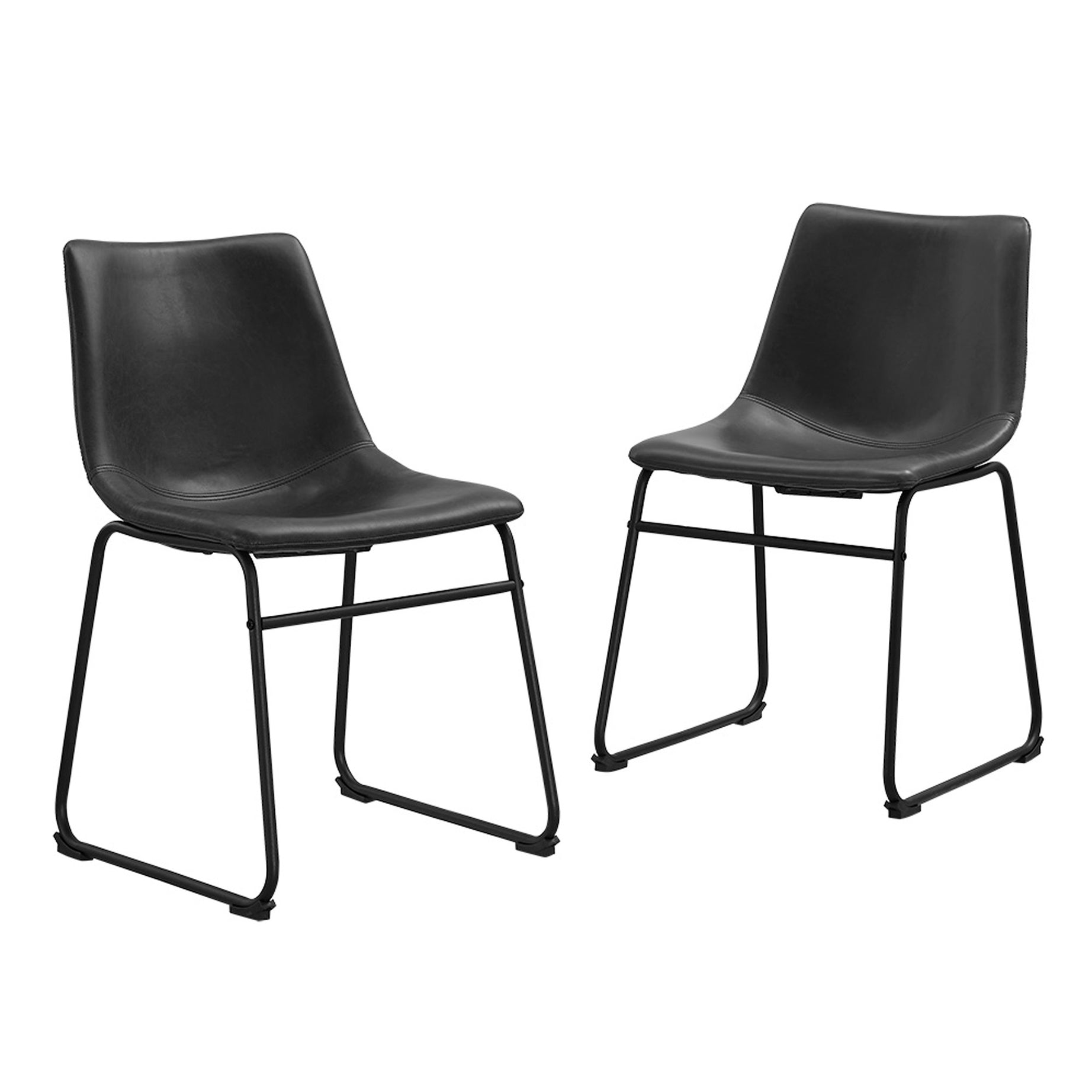 Industrial Faux Leather Dining Chairs, Set of 2 - Black--1