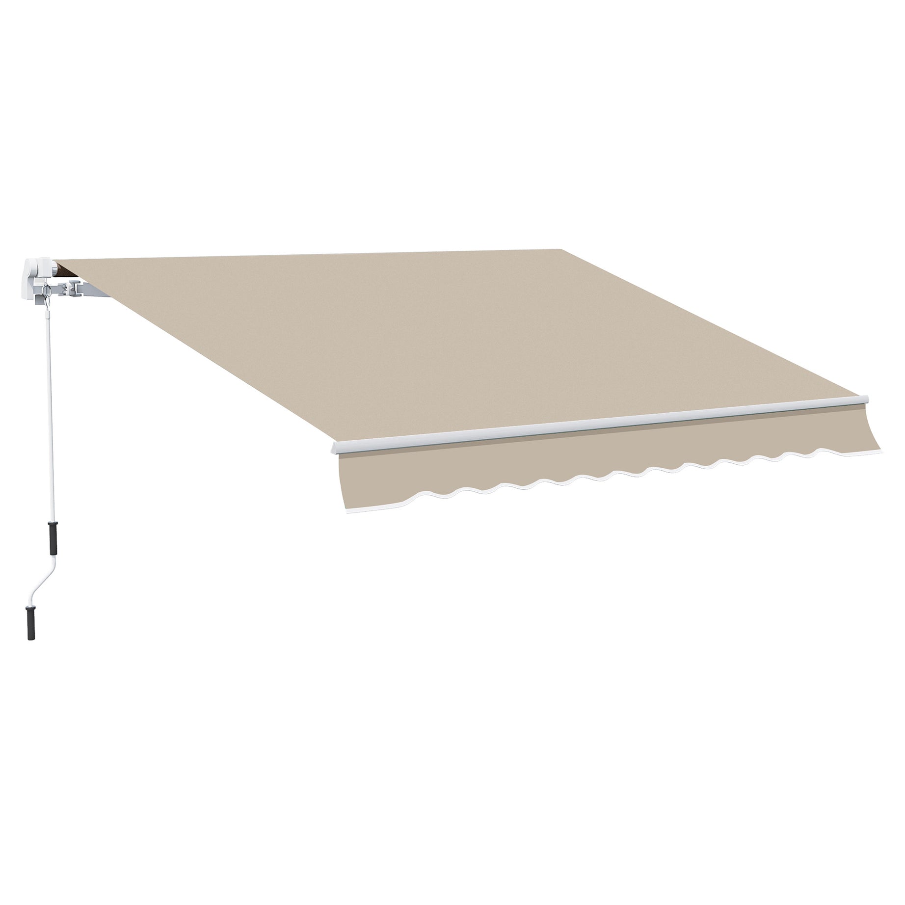 Outsunny 13' x 8' Retractable Awning, Patio Awnings, Sunshade Shelter w/ Manual Crank Handle, UV & Water-Resistant Fabric and Aluminum Frame for Deck, Balcony, Yard, Beige--1