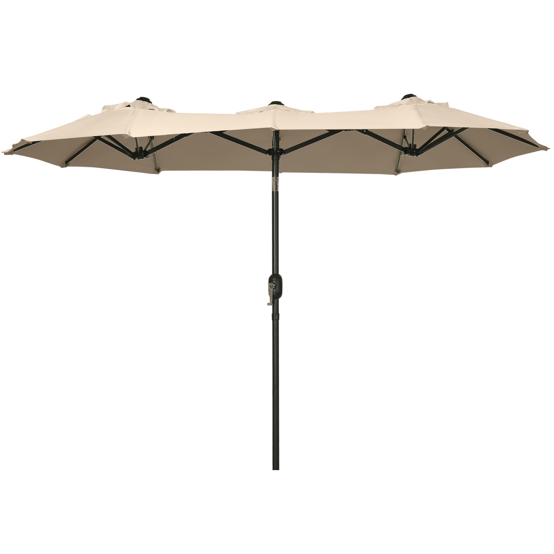 Outsunny Double-sided Patio Umbrella 9.5' Large Outdoor Market Umbrella with Push Button Tilt and Crank, 3 Air Vents and 12 Ribs, for Garden, Deck, Pool, Brown--1