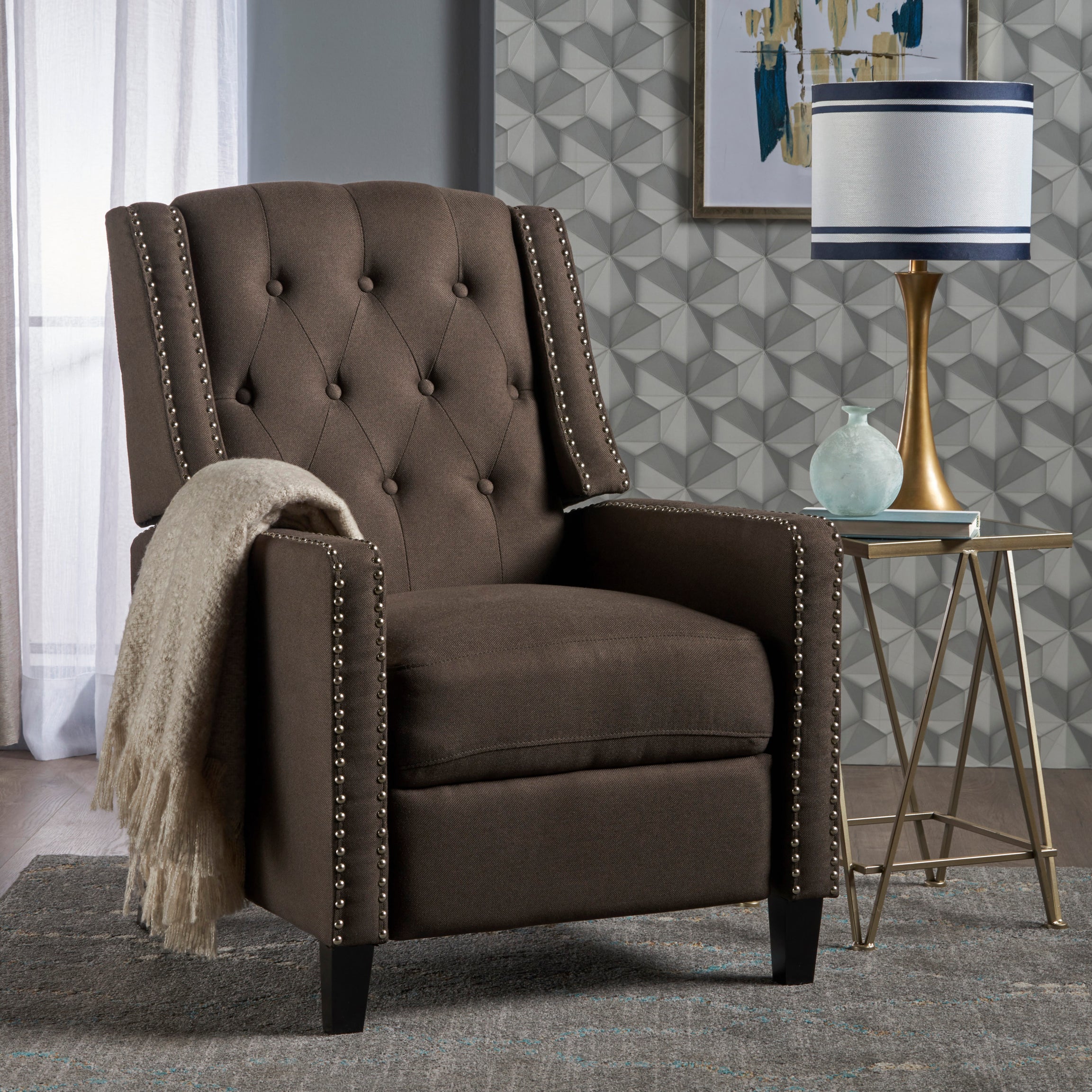 Classic Coffee Fabric Push Back Chair--1