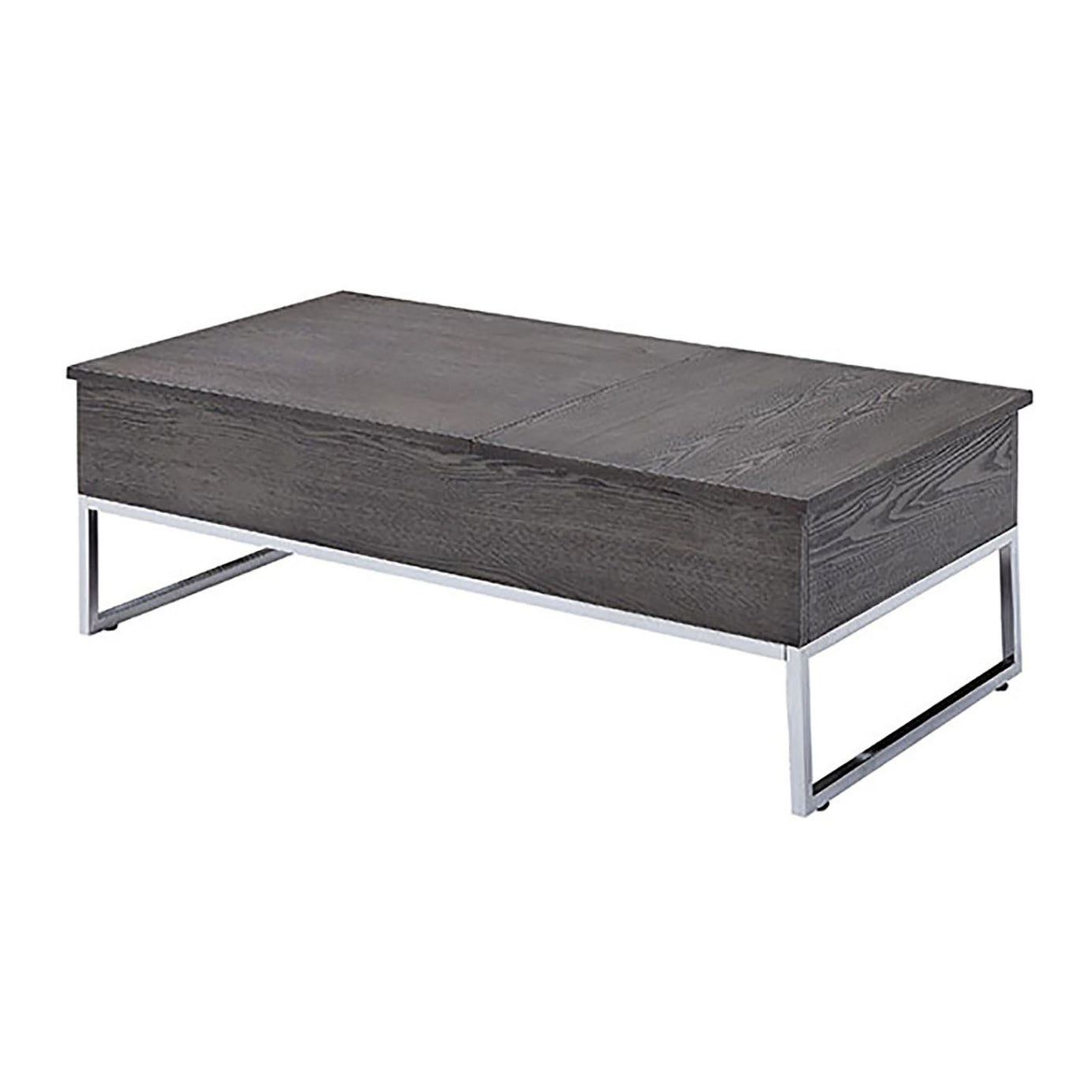 Grey Oak and Chrome Coffee Table with Lift Top--1