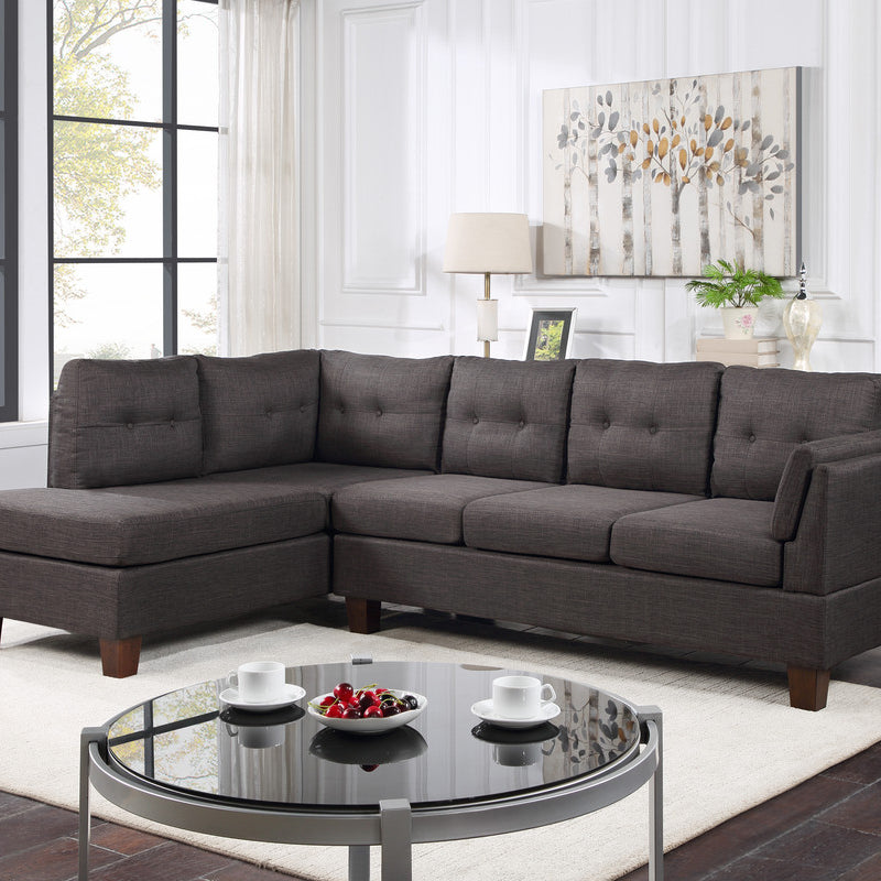 Dalia 97" Dark Gray Linen Modern Sectional Sofa with Left Facing Chaise--1