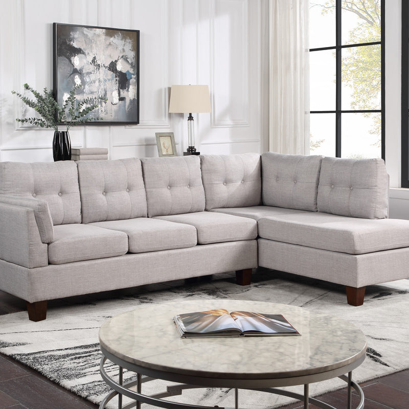 Dalia 97" Light Gray Linen Modern Sectional Sofa with Right Facing Chaise--1