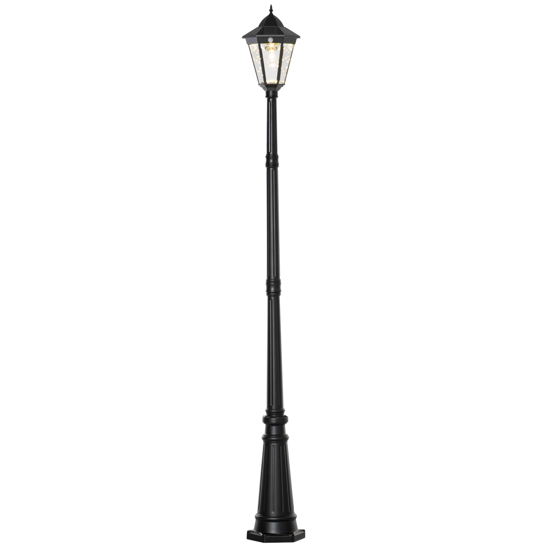 Outsunny 8' Solar Lamp Post Light, Waterproof Aluminum, Motion Activated Sensor PIR, Automatic Outdoor Vintage Street Lamp for Garden, Lawn, Pathway, Driveway, Black--1