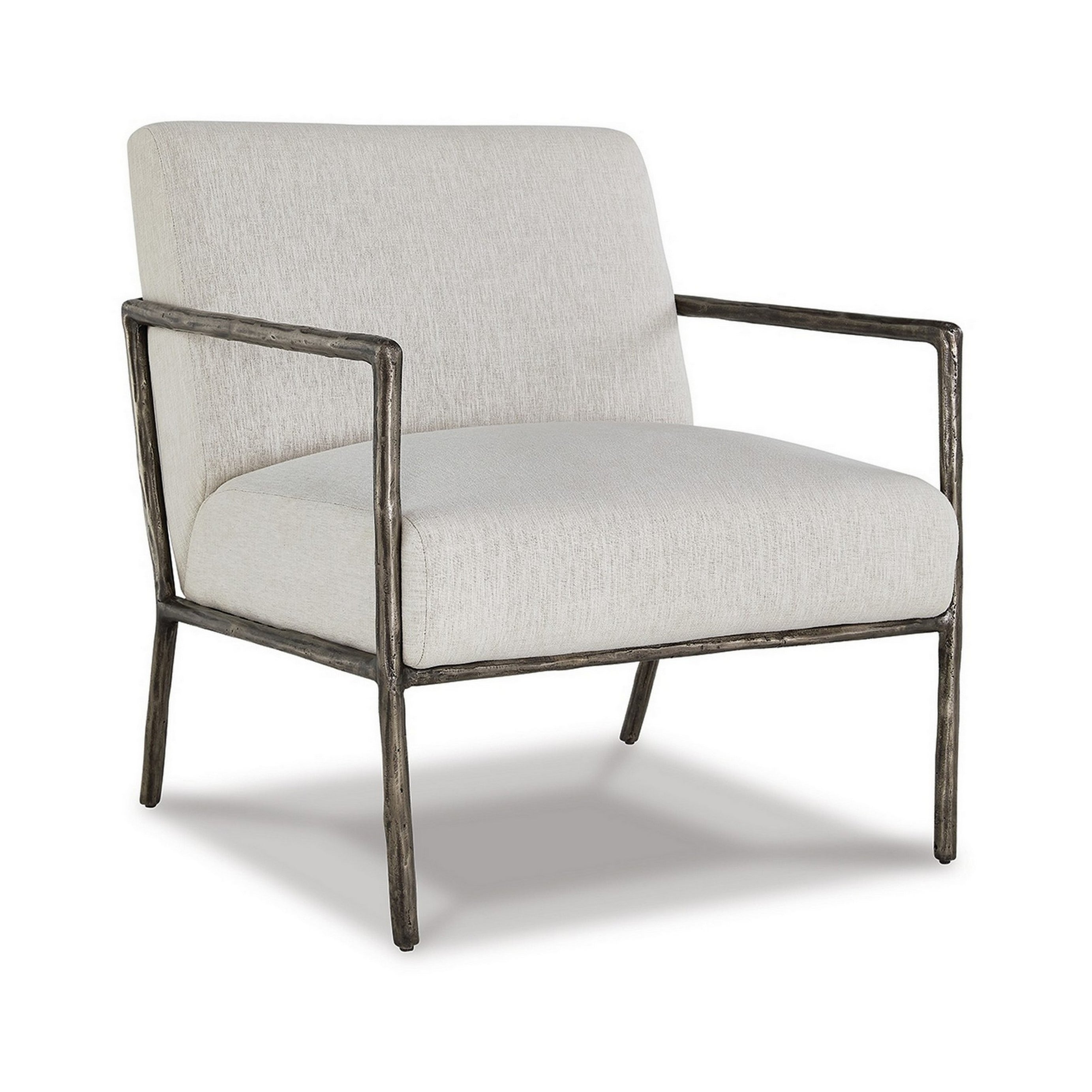 Tusk 30 Inch Accent Chair, Classic Pewter Aluminum Frame, Cream Upholstery--1