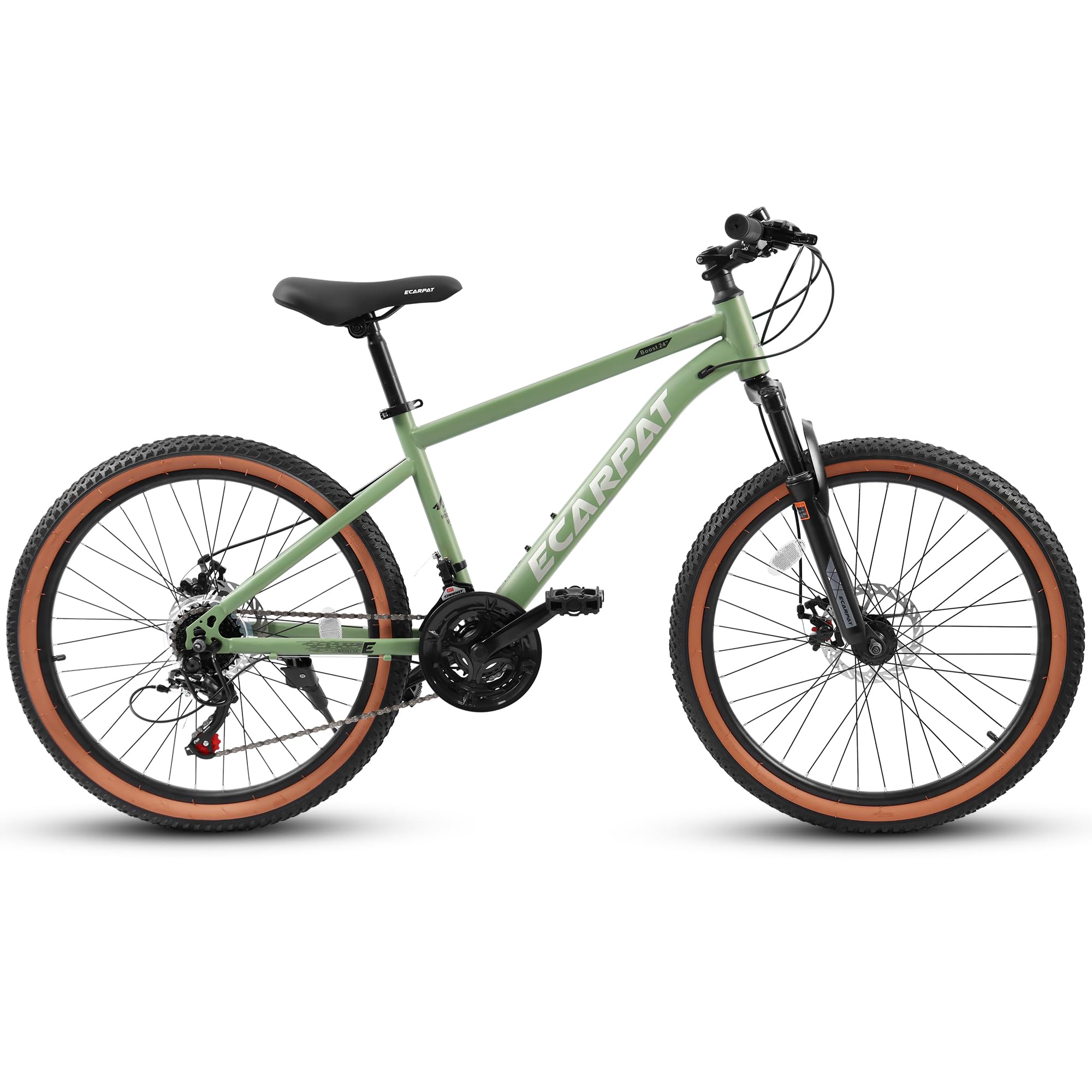 A24301 Ecarpat Mountain Bike 24 Inch Wheels, 21-Speed Mens Womens Trail Commuter City Mountain Bike, Carbon steel Frame Disc Brakes Thumb Shifter Front Fork Bicycles--1