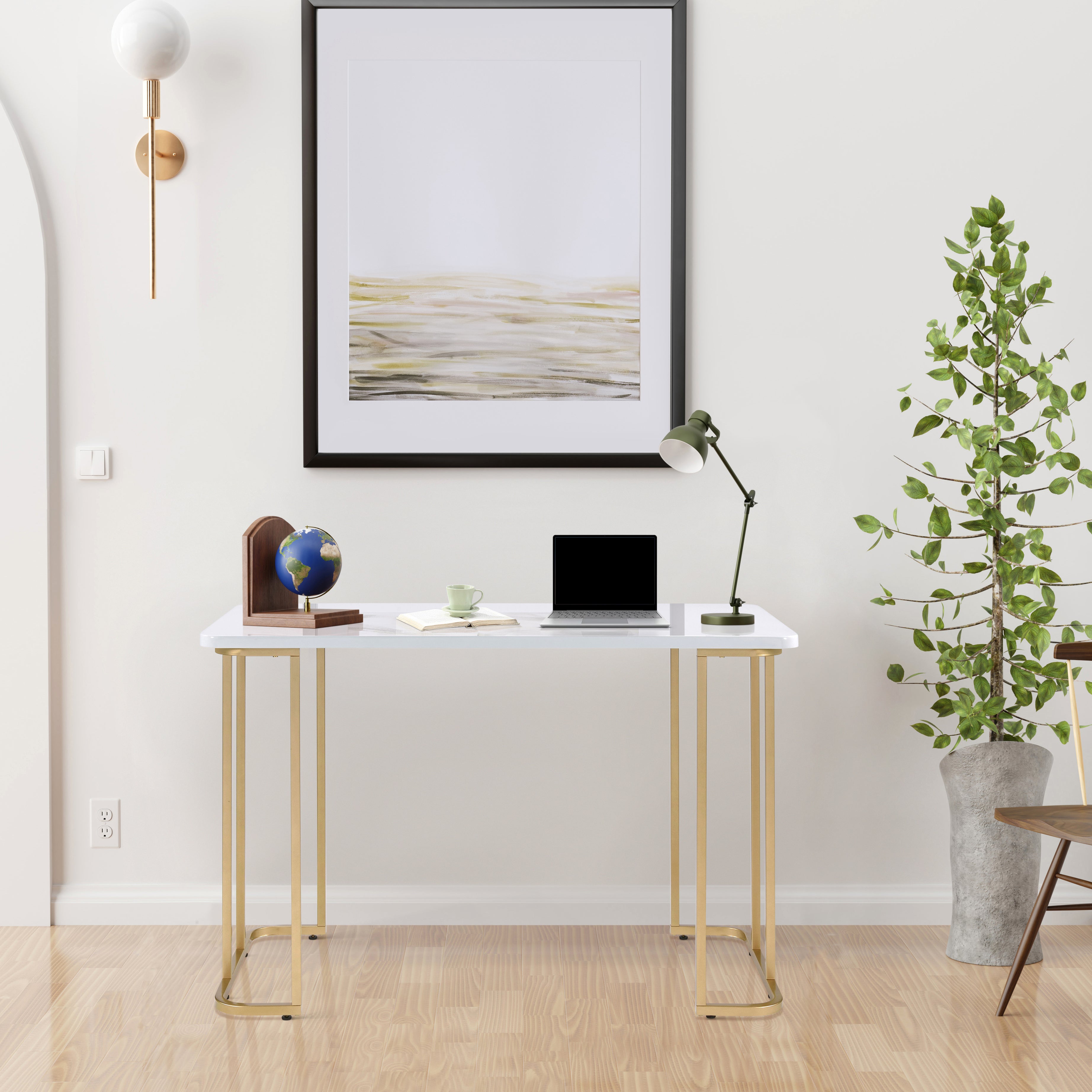 White and Gold Writing Desk--1