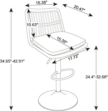 Set of 2 Rattan Bar Stool, 360 Swivel Bar Chair, Counter Height Chair with Footrest for Kitchen, Dining Room--14