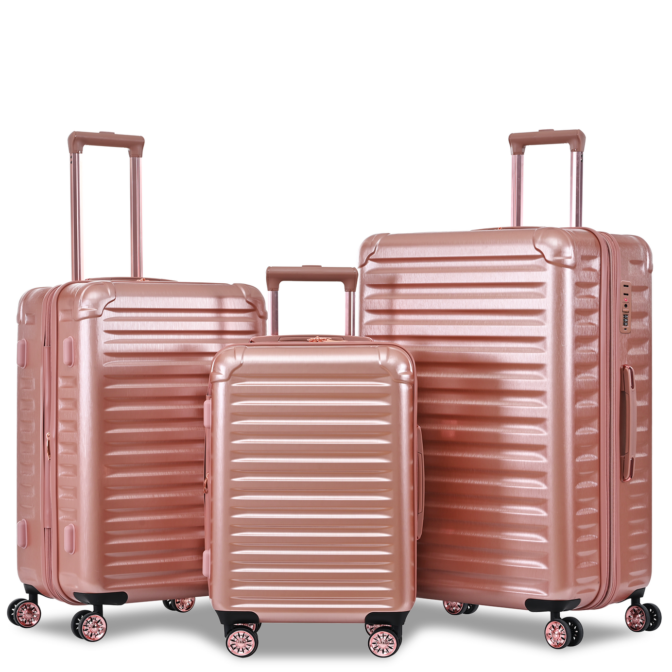 Luggage Sets New Model Expandable ABS+PC 3 Piece Sets with Spinner Wheels Lightweight TSA Lock (20/24/28),ROSE GOLD--1