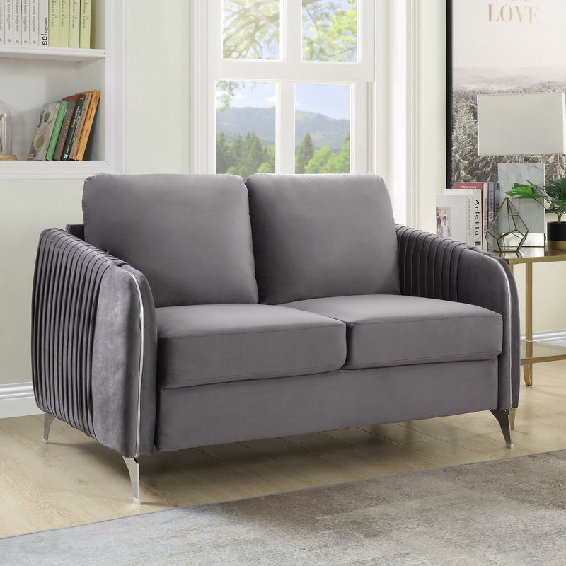 Hathaway 54" Gray Velvet Modern Chic Loveseat Couch--1