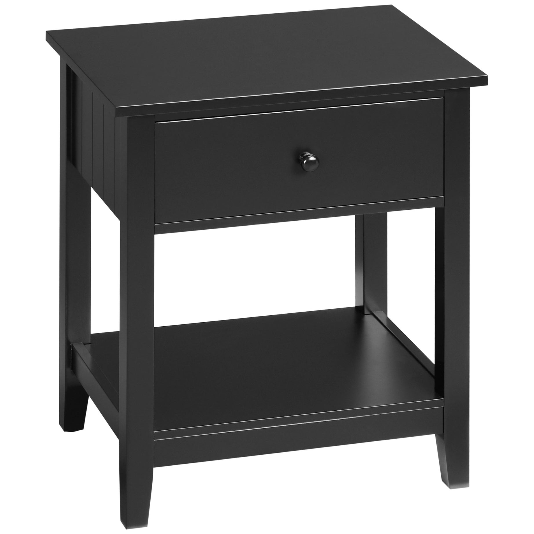 HOMCOM End Table, 2-tier Side Table with Drawer and Storage Shelf, Modern Beside Table for Bedroom, Living Room, Black--1