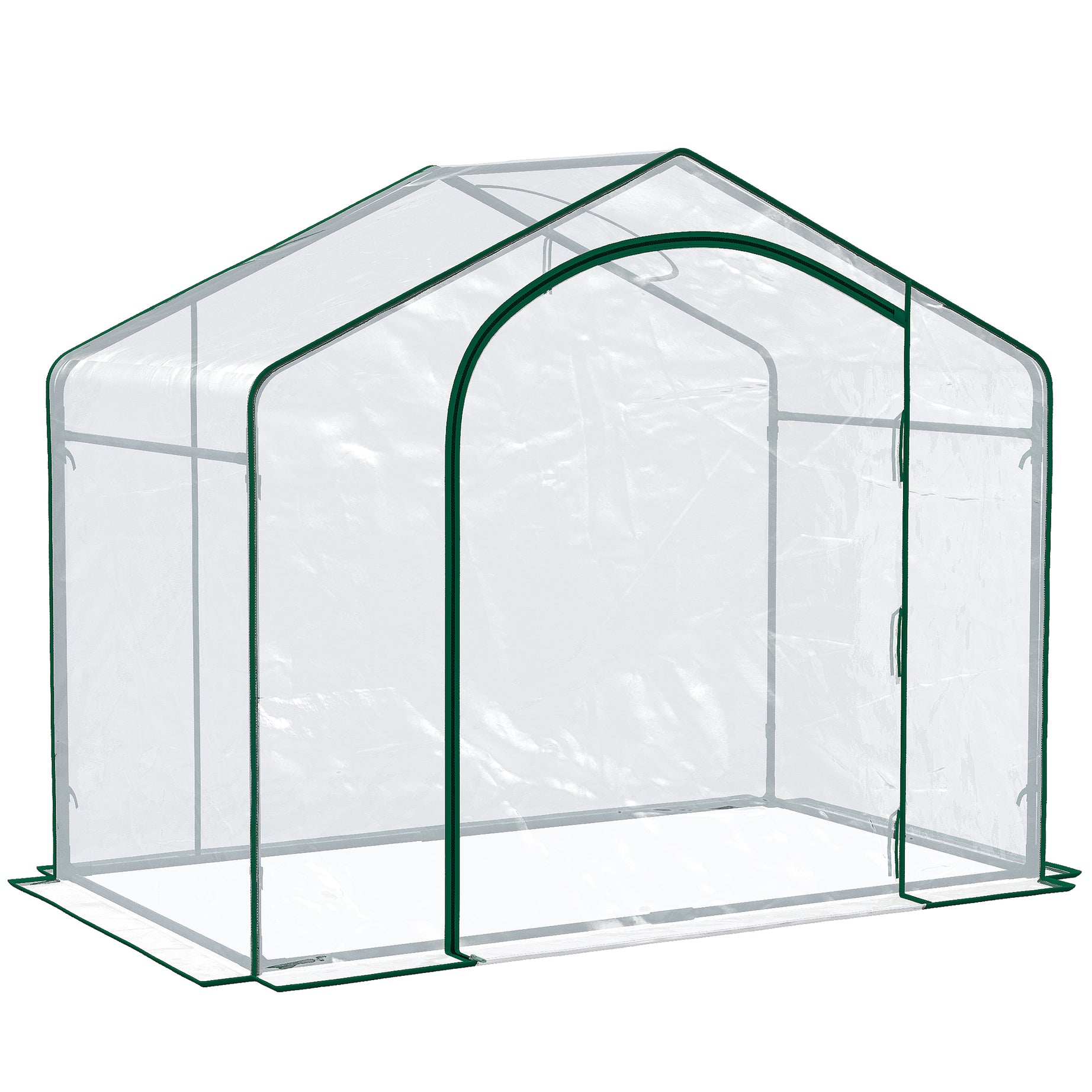 Outsunny 6' x 3' x 5' Portable Walk-in Greenhouse, PVC Cover, Steel Frame Garden Hot House, Zipper Door, Top Vent for Flowers, Vegetables, Saplings, Clear--1