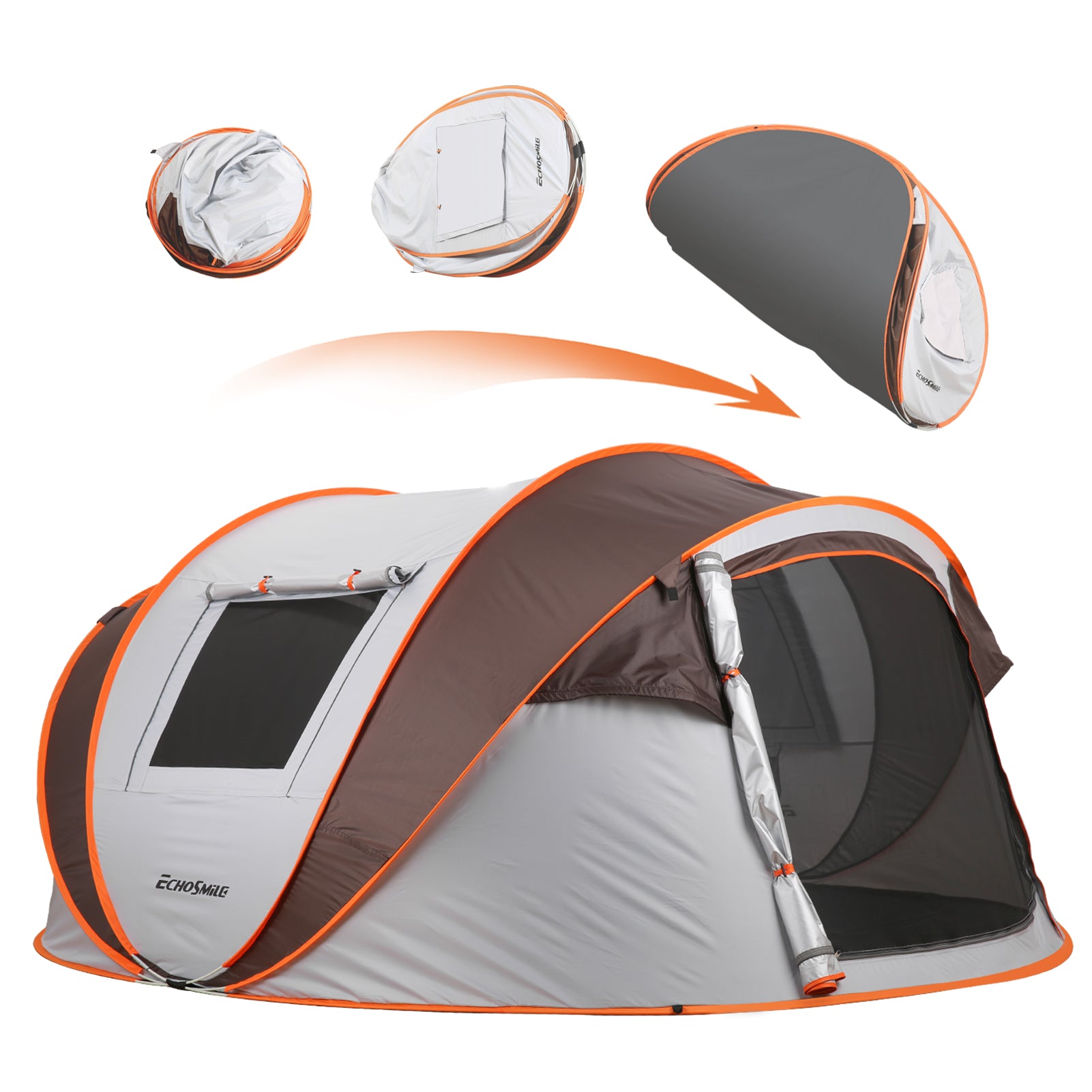 4-6 Persons White  Light  Orange Pop-Up Boat Tent--1