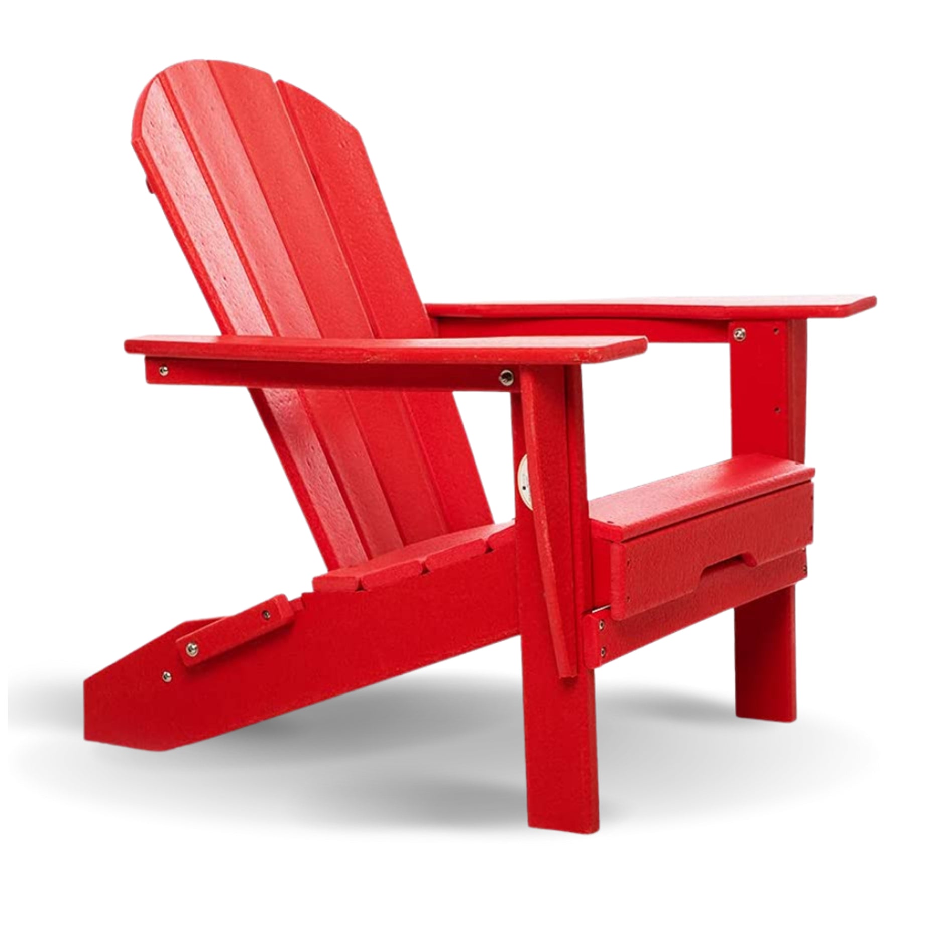 HDPE Folding Adirondack Chair, Ultra Durable Weather Resistant Design, Easy Folding Design, 300 lb Capacity, Red--1